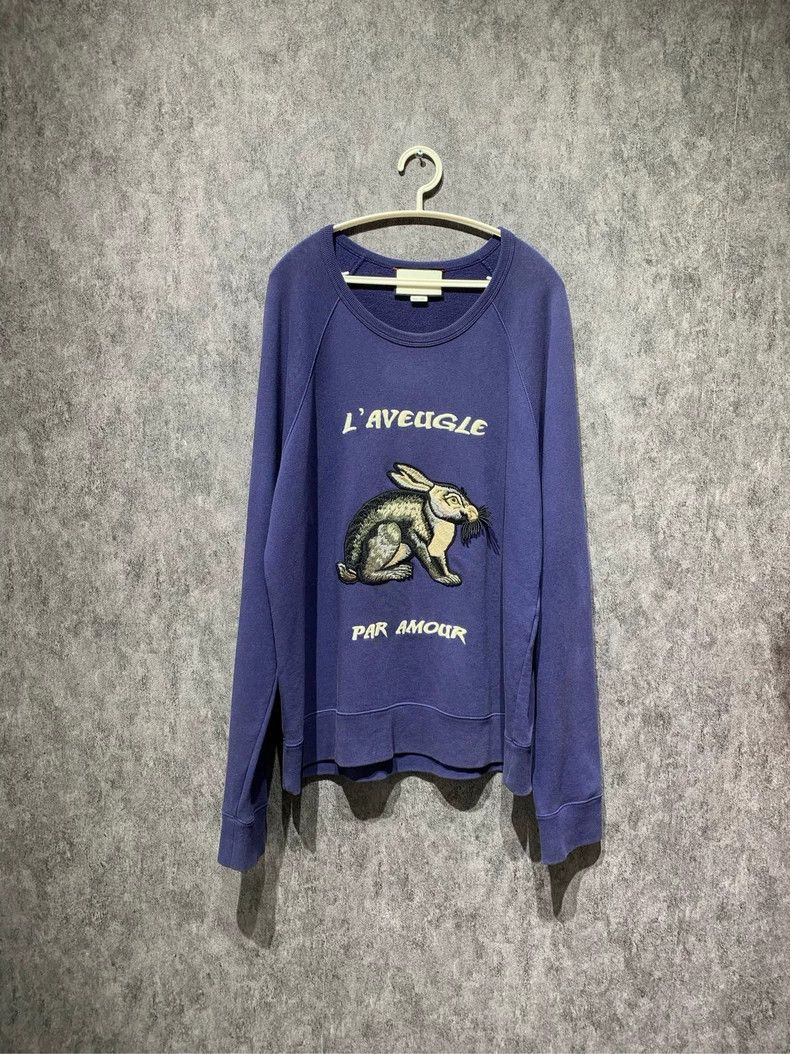 Gucci Gucci Rabbit embroidered blue sweatshirt 2501-Nextarrow Size US L / EU 52-54 / 3 - 1 Thumbnail