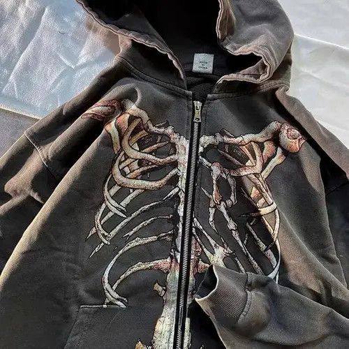 Japanese Brand Kimura x Asou Punk Zip Up Hoodie Gothic Style Skeleton Size US M / EU 48-50 / 2 - 3 Thumbnail