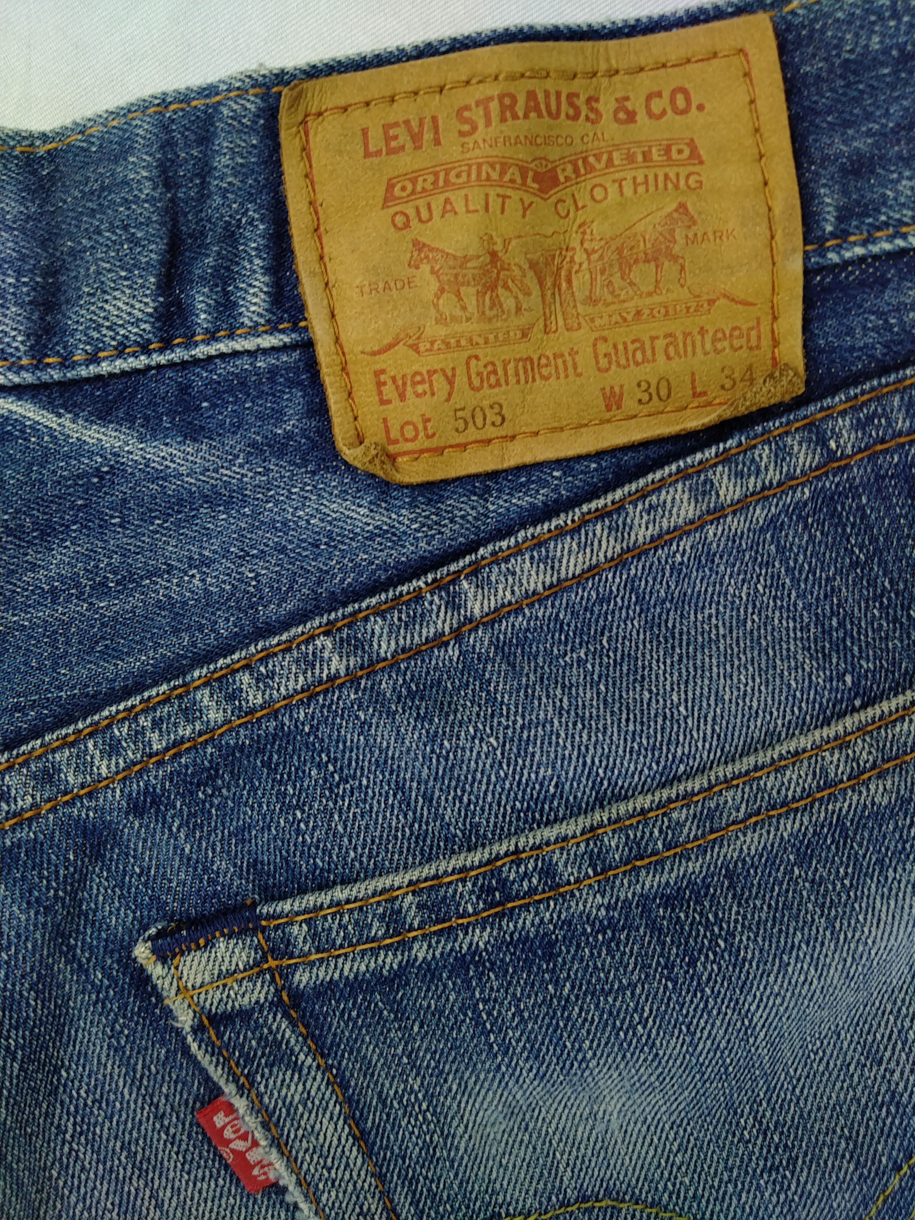 Levi's Blue Distressed Vintage Levi's 503 31x30.5 Denim -JN943 Size US 31 - 10 Thumbnail