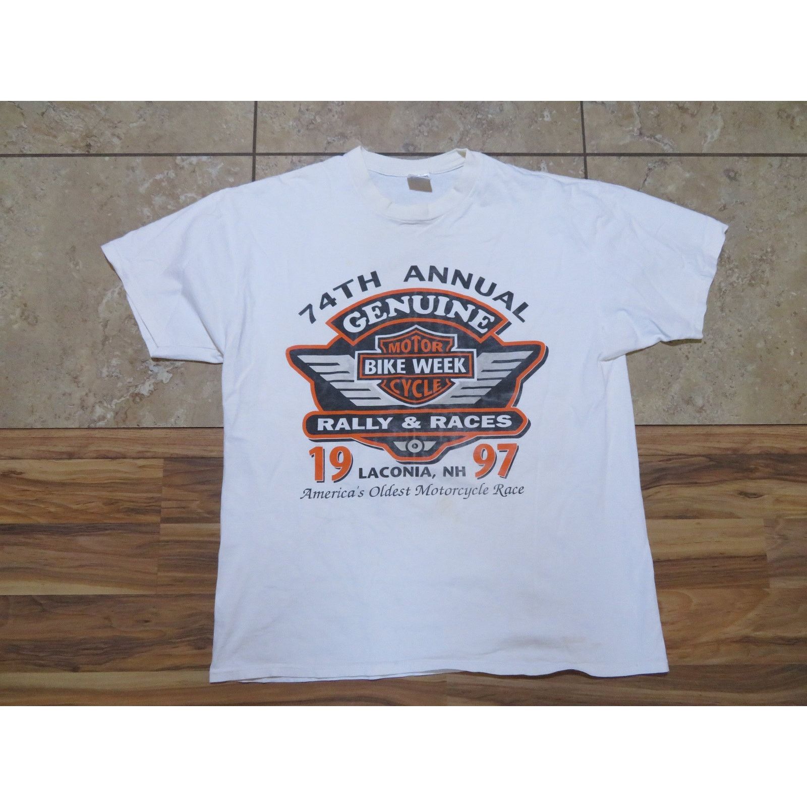 Delta 90s Laconia 74th Annual Motorcycle Rally T-Shirt White Sz XL Size US XL / EU 56 / 4 - 1 Thumbnail