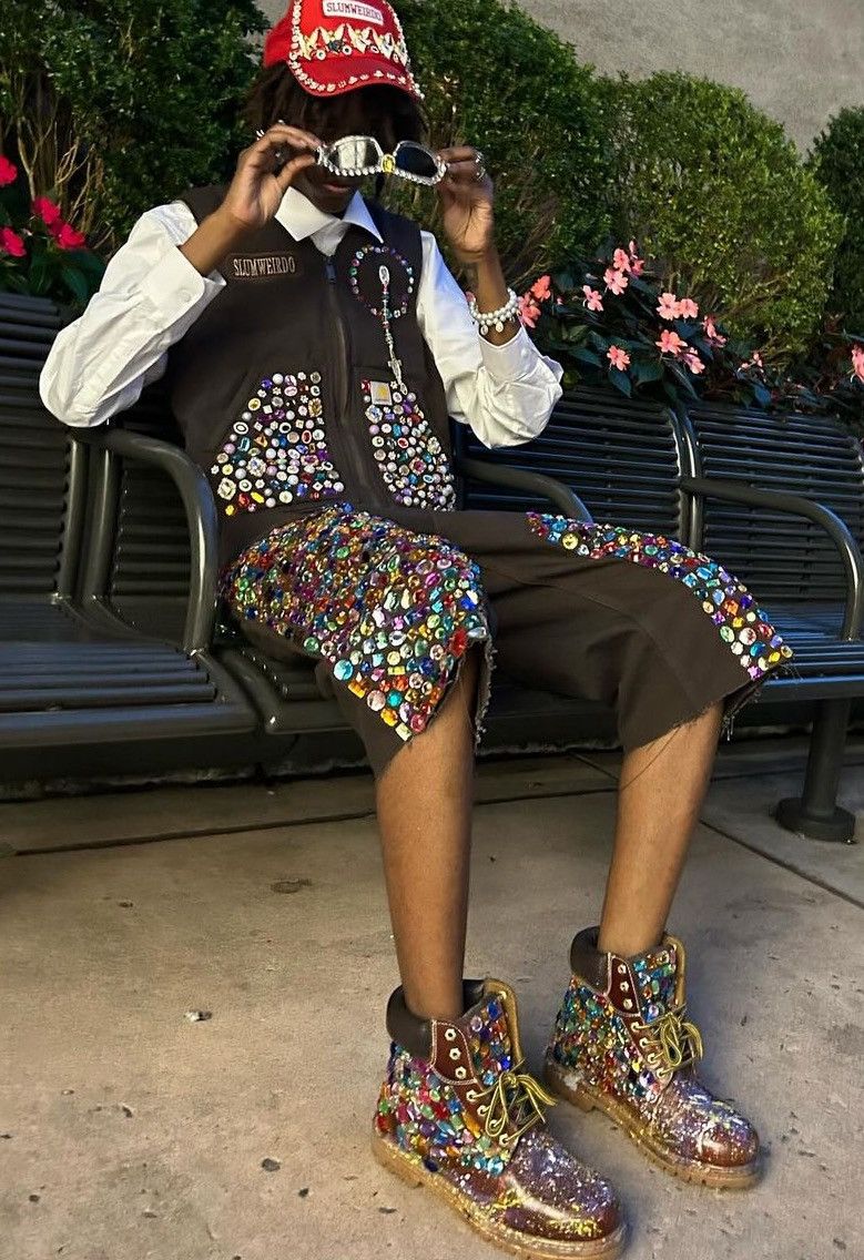 Designer Slumxweirdo Shattered Gem Industrial Work Boot Size US 7.5 / EU 40-41 - 3 Thumbnail