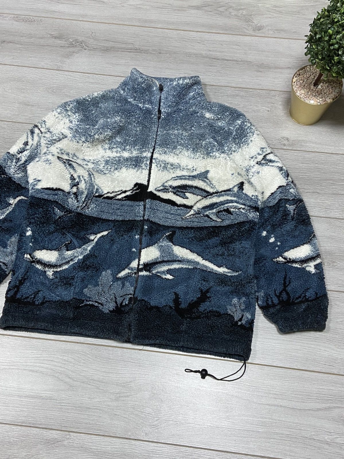 Vintage Dolphins 🐬 waves sea vintage fleece all over zip atlas Size US M / EU 48-50 / 2 - 2 Thumbnail