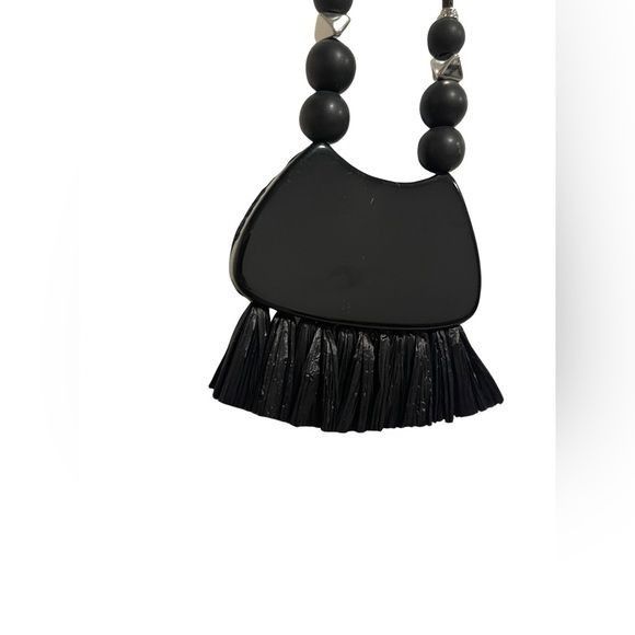 Chicos NWT Chico’s Raffia Pendant Necklace Black/White Size ONE SIZE - 7 Thumbnail