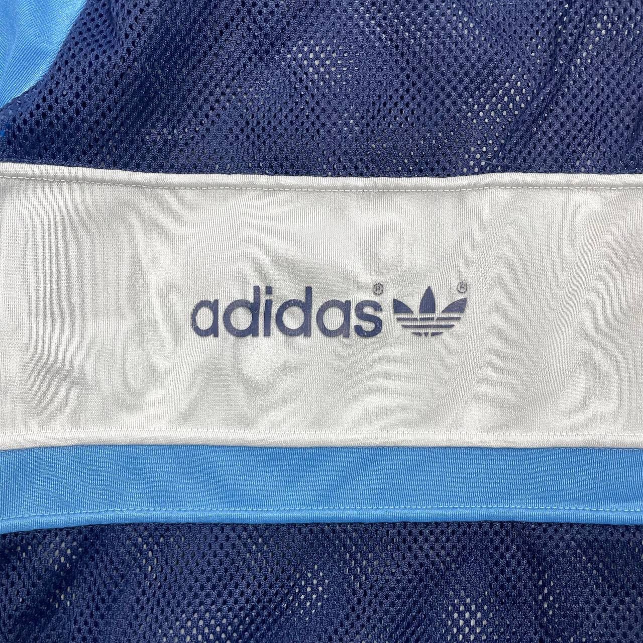 Adidas Vintage 80s Adidas Trefoil Mesh V-Neck T Shirt Blue Size M Size US M / EU 48-50 / 2 - 6 Thumbnail