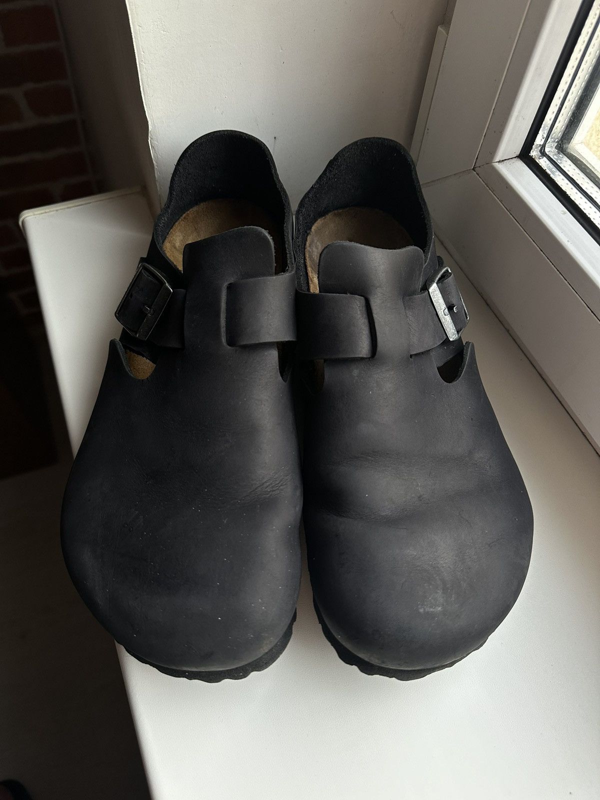 Birkenstock London Clog 42 Black Leather Shoes, Men's (Size 9)
