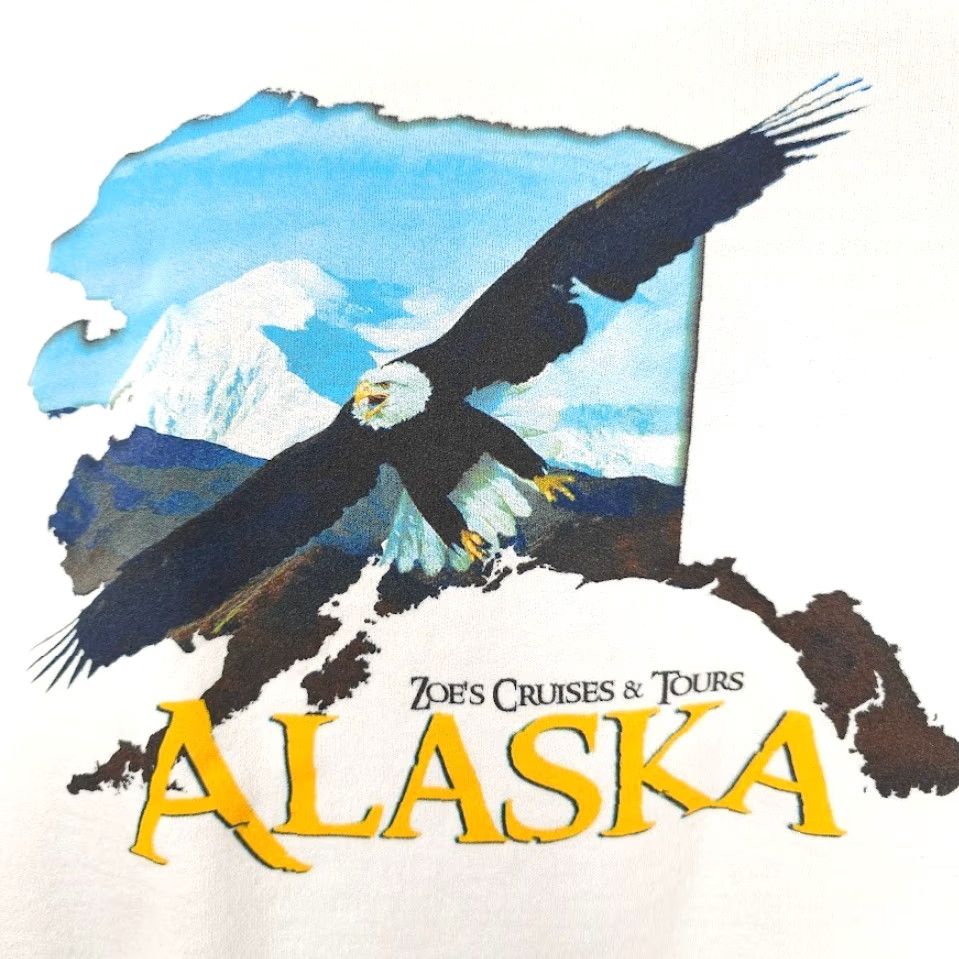 Hanes VINTAGE Alaska Sweatshirt Mens Size 4XL White Bald Eagle Zoes Cruises & Tours Size US XXL / EU 58 / 5 - 3 Thumbnail
