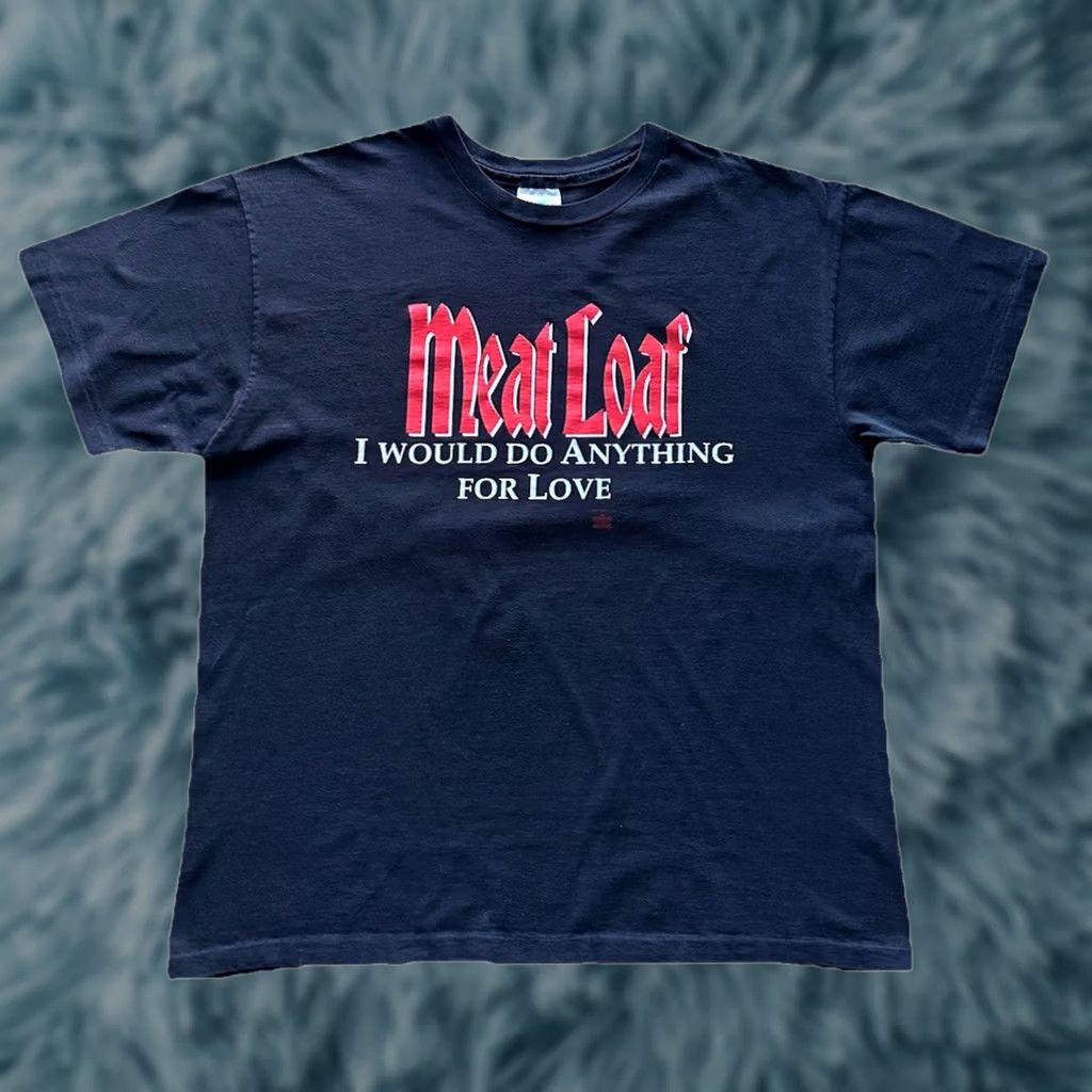 Hanes VINTAGE 90s Meatloaf Shirt Mens L Black 1993 Metal Do Anything For Love USA Hanes Crew Neck Short Sleeve Graphic Print Logo Band Tee Regular Weight Size US L / EU 52-54 / 3 - 1 Thumbnail
