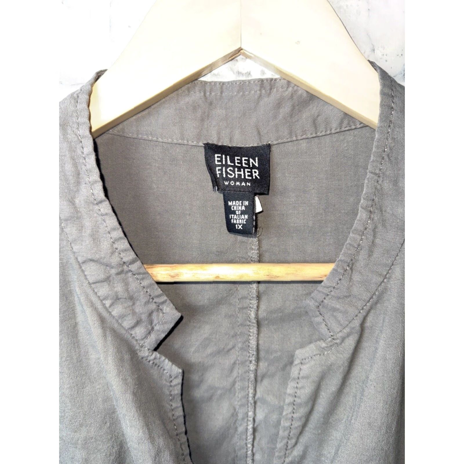 Eileen Fisher VINTAGE Eileen Fisher Women’s Jacket Linen Blend 1X Beige Italian Style Full Zip Size XL / US 12-14 / IT 48-50 - 2 Thumbnail