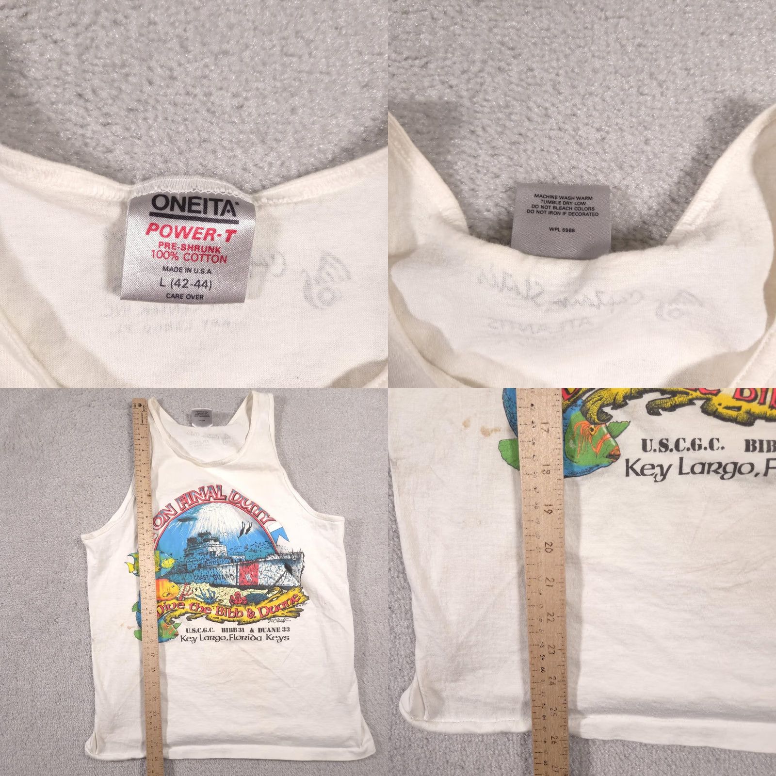 Vintage VINTAGE Dive the Bibb & Duane Shirt Mens Large White Florida Keys Tank 90s Size US L / EU 52-54 / 3 - 9 Thumbnail