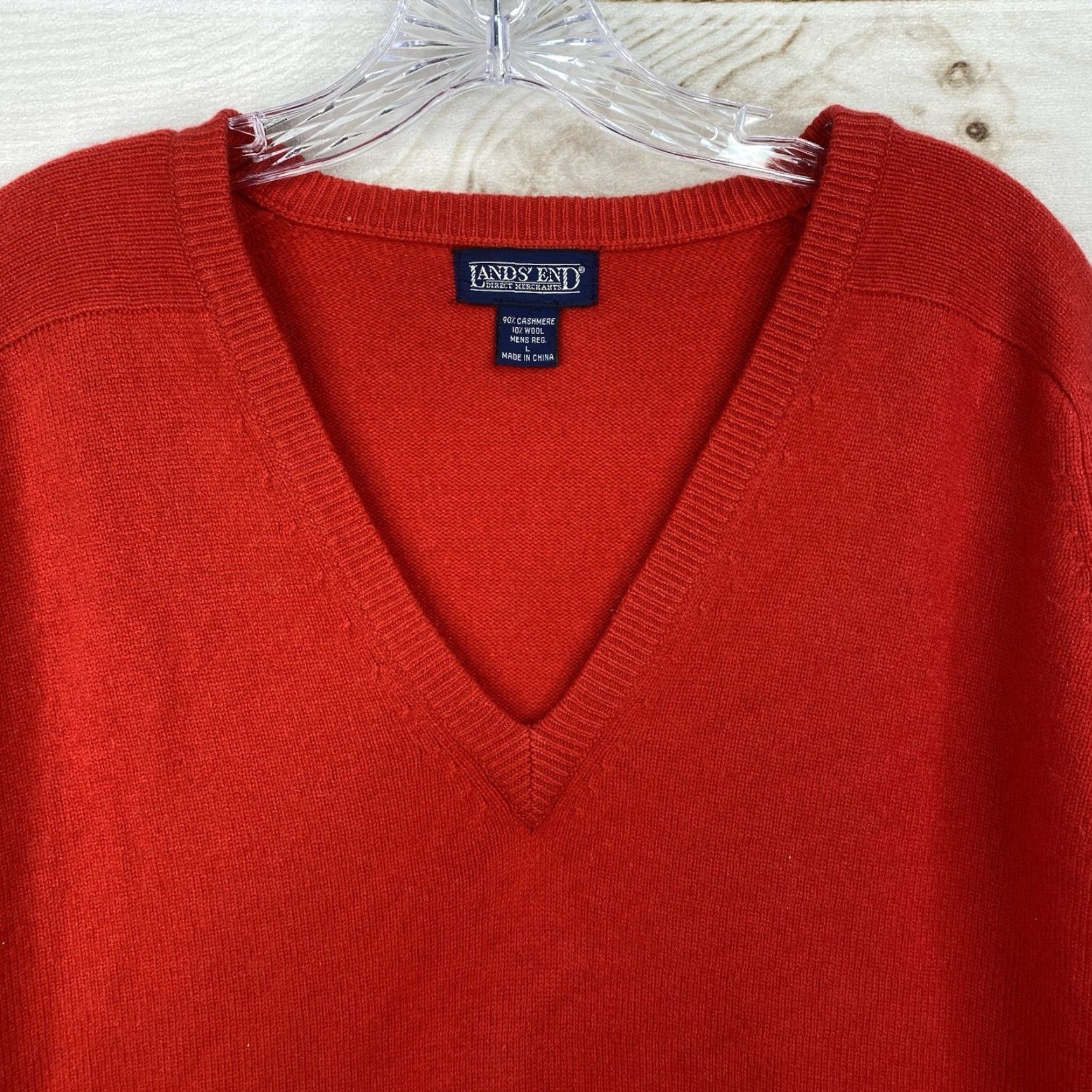 Lands' End VINTAGE Lands' End Sweater Mens L Red Cashmere Wool V Neck Pullover Classic 90s Y2K Mens Size US L / EU 52-54 / 3 - 3 Thumbnail