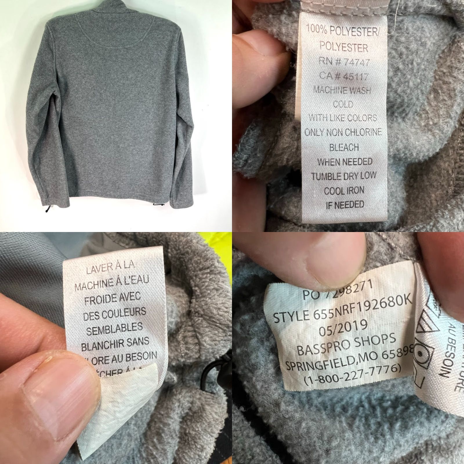 Bass Pro Shops Bass Pro Shop Full Zip Pullover Fleece Sweater Jacket Adult Size L Gray Naturals Size US L / EU 52-54 / 3 - 8 Thumbnail
