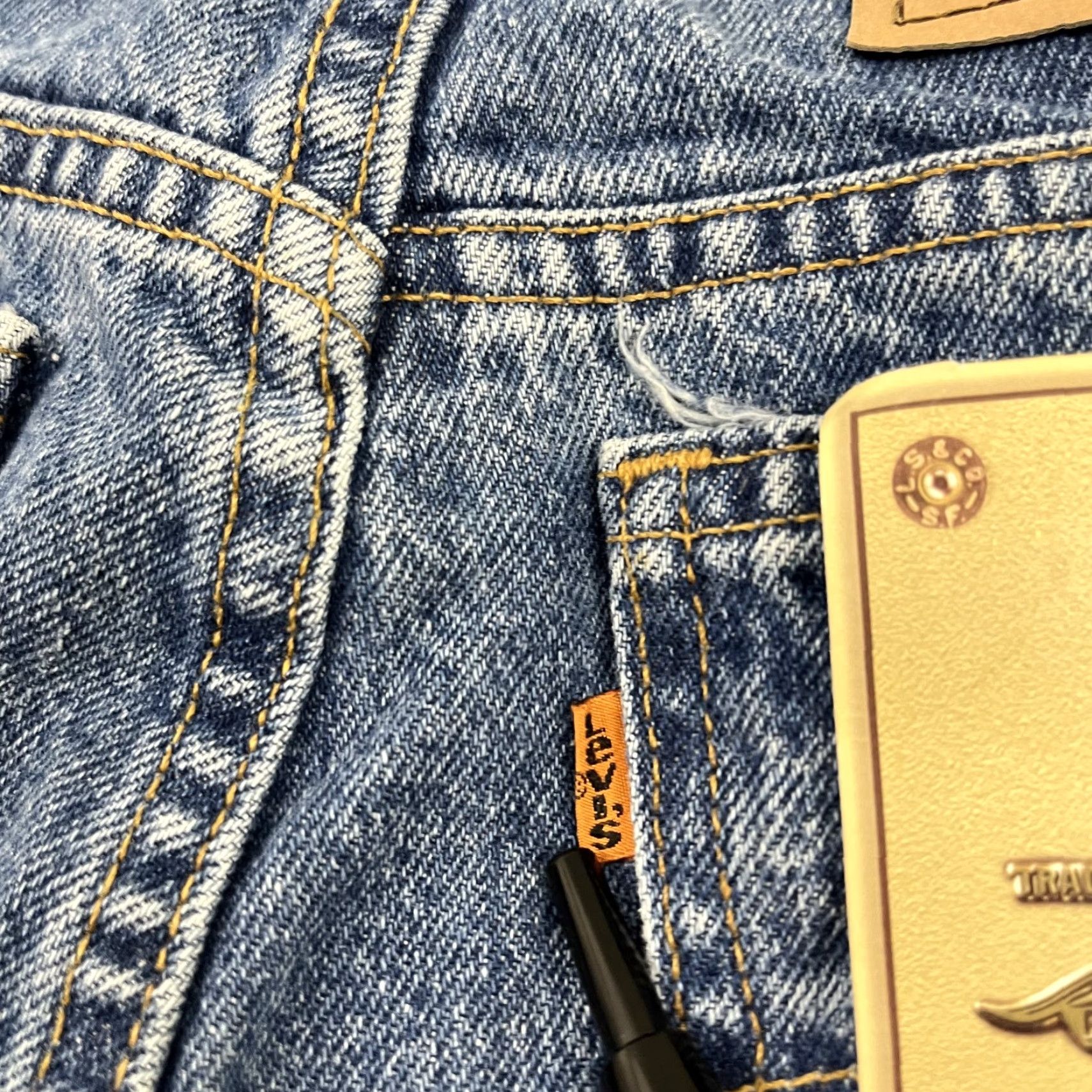 Levi's VTG Levi's 921 Jeans Womens Sz 8P Tapered Blue Denim Orange Tab NOS High Rise Jeans Women 90s Retro Modern Fit Size 30" / US 8 / IT 44 - 3 Thumbnail