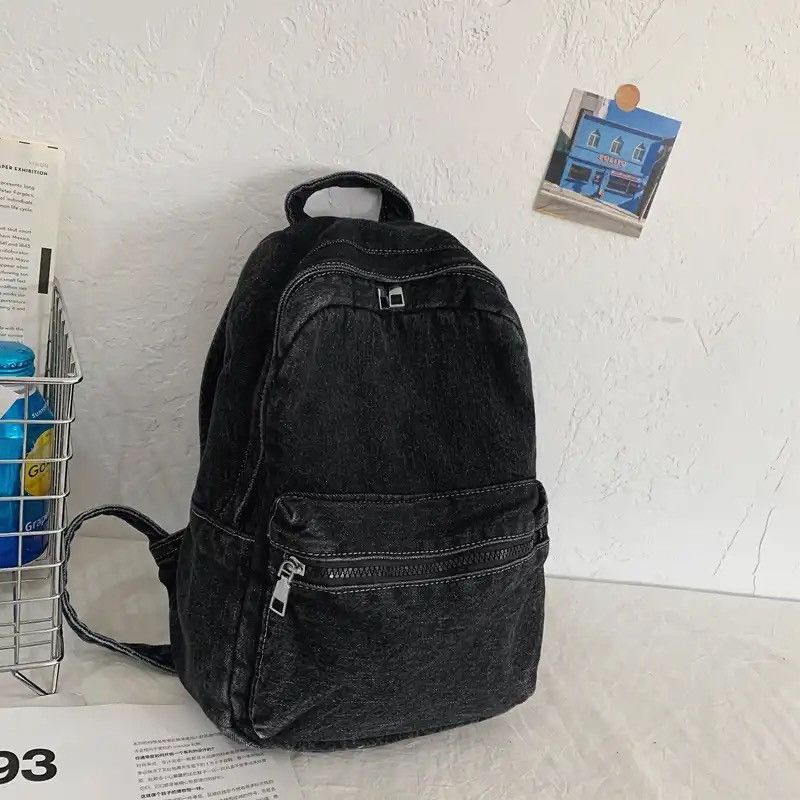 Japanese Brand Sewing Thread Zippered Denim Backpack Size ONE SIZE - 3 Thumbnail