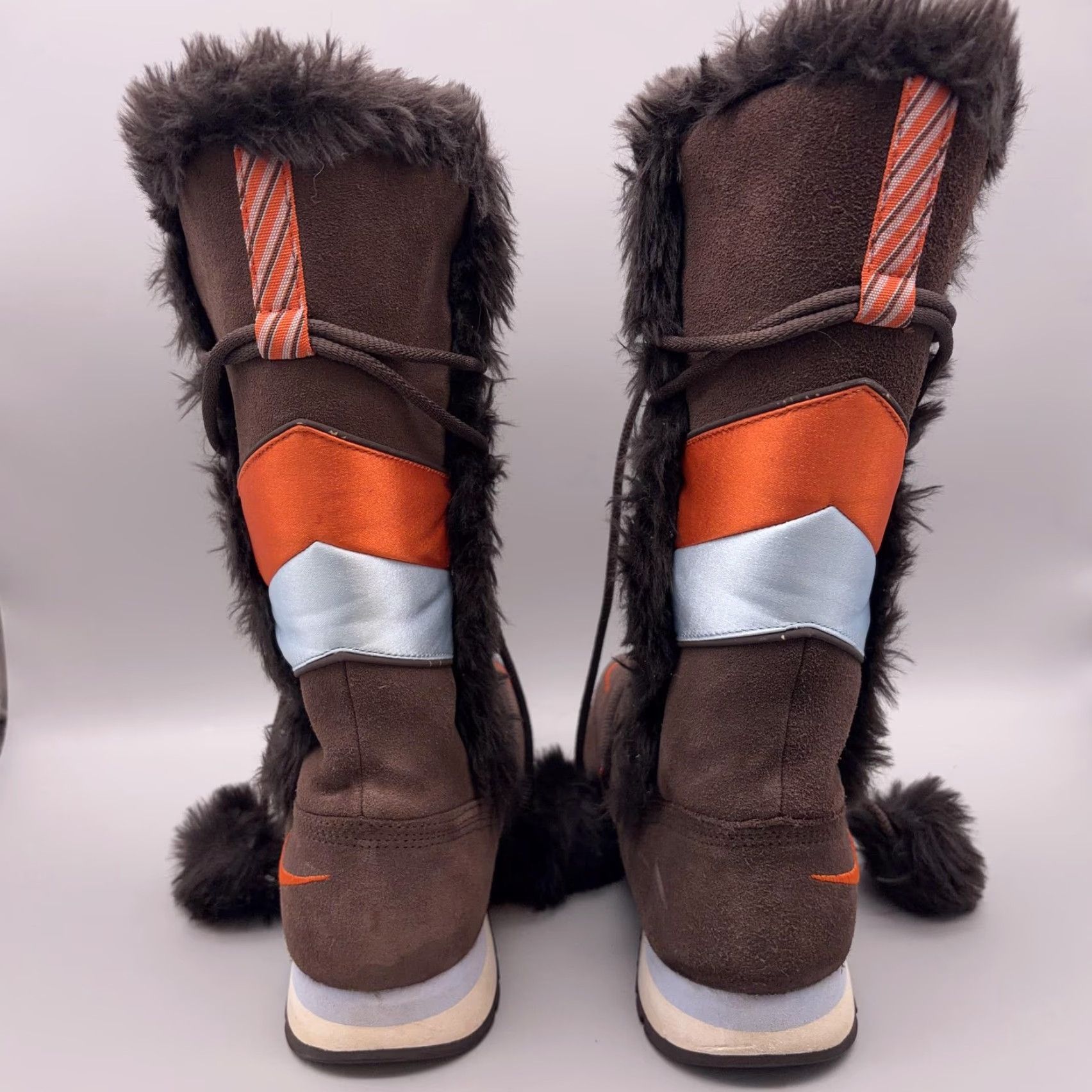 Nike Nike Boots Womens 8 Brown Faux Fur Lace Up Snow Winter Warm Suede Nike 311959-281 Size US 8 / IT 38 - 5 Thumbnail