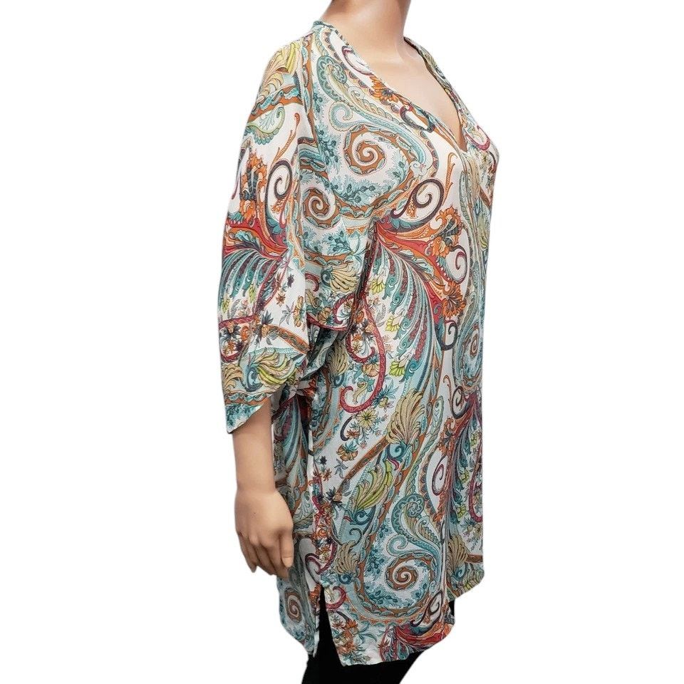 Lafayette 148 Lafayette 148 Silk Paisley Top Blouse Tunic Oversized V-Neck Size S / US 4 / IT 40 - 6 Thumbnail