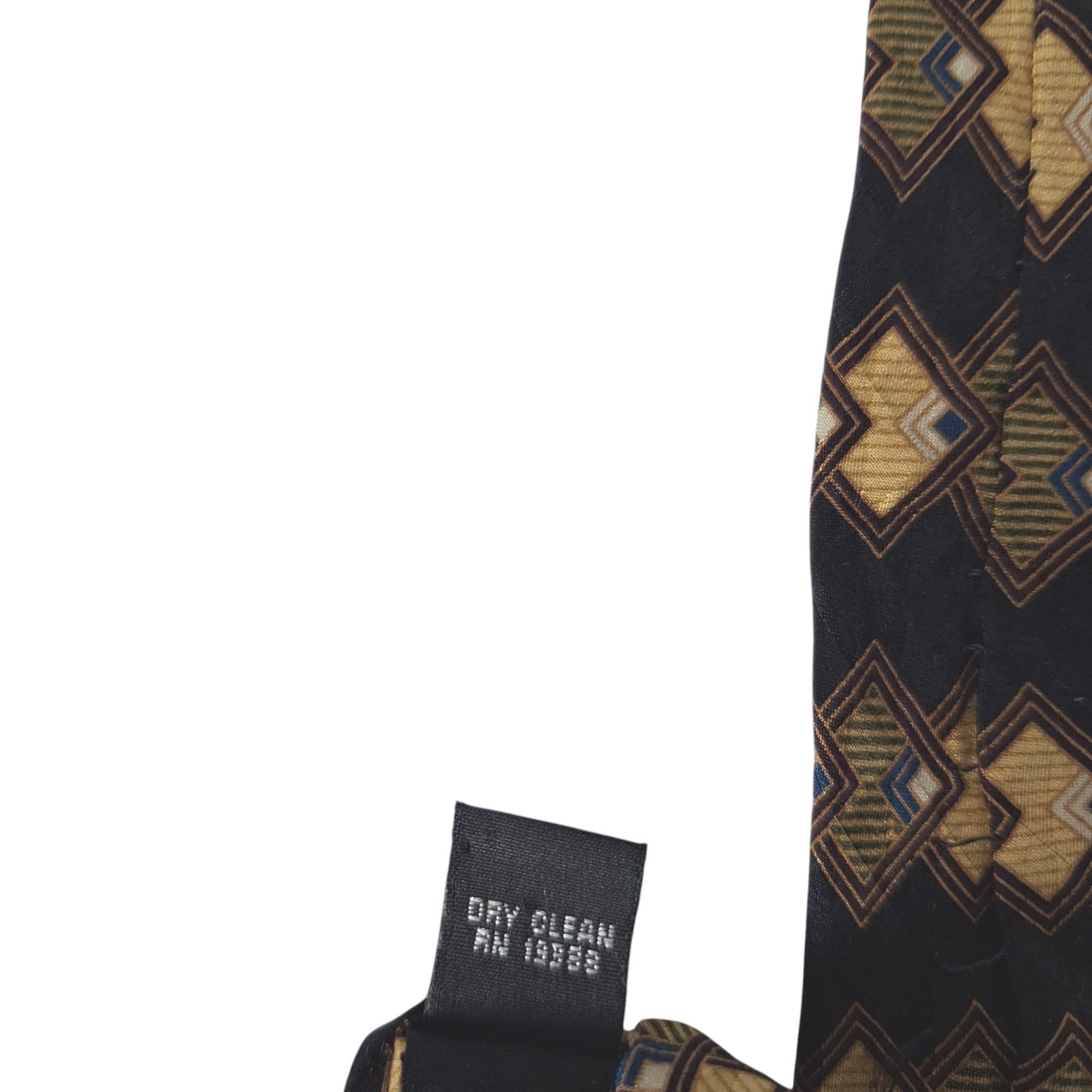 Bill Blass Bill Blass Black Label Silk Tie Black Gold Geometric Diamond Size ONE SIZE - 8 Thumbnail