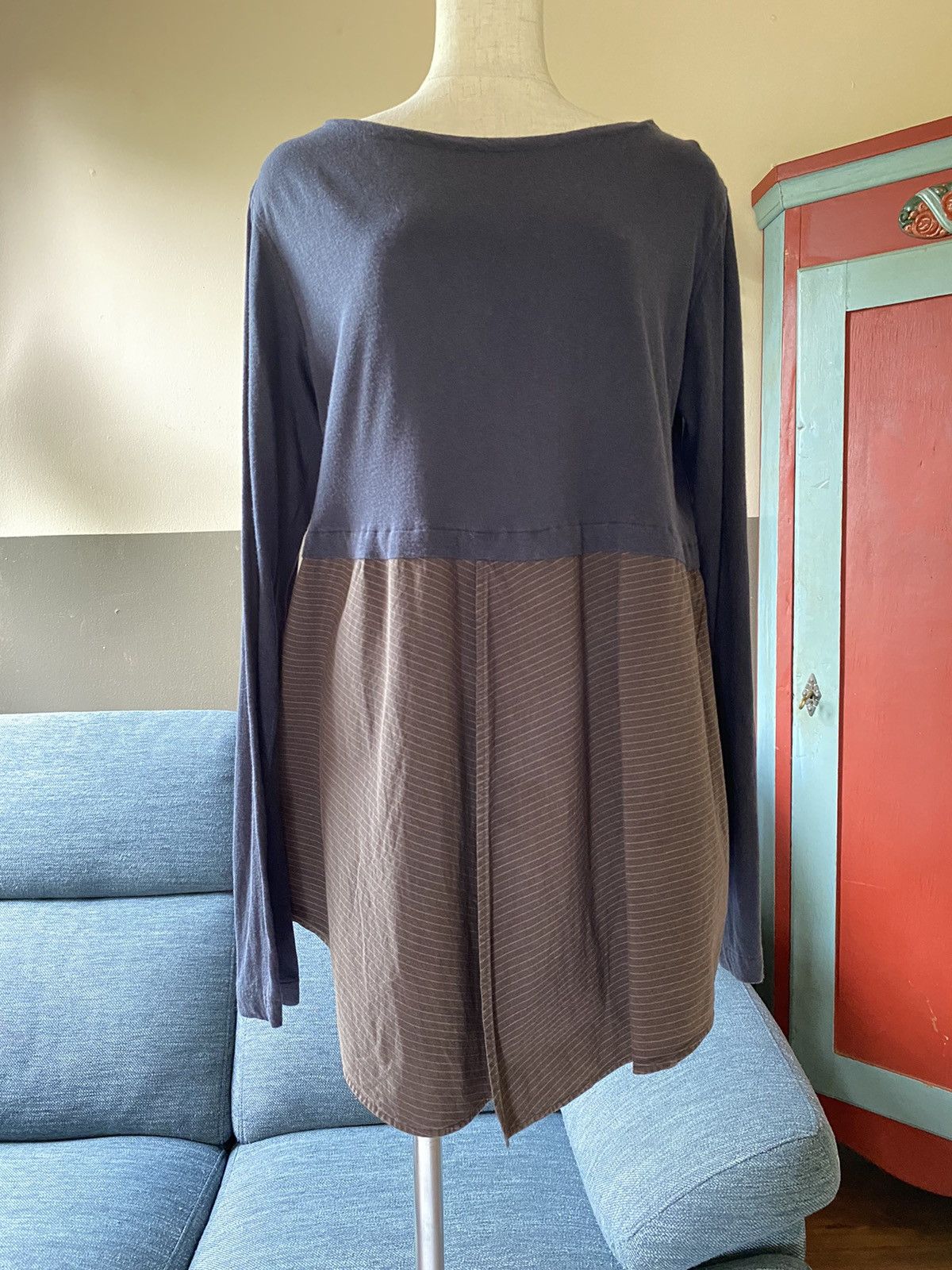 Y's × Yohji Yamamoto Y's YOHJI YAMAMOTO Navy & Brown Layered Tunic Top Size ONE SIZE - 13 Thumbnail