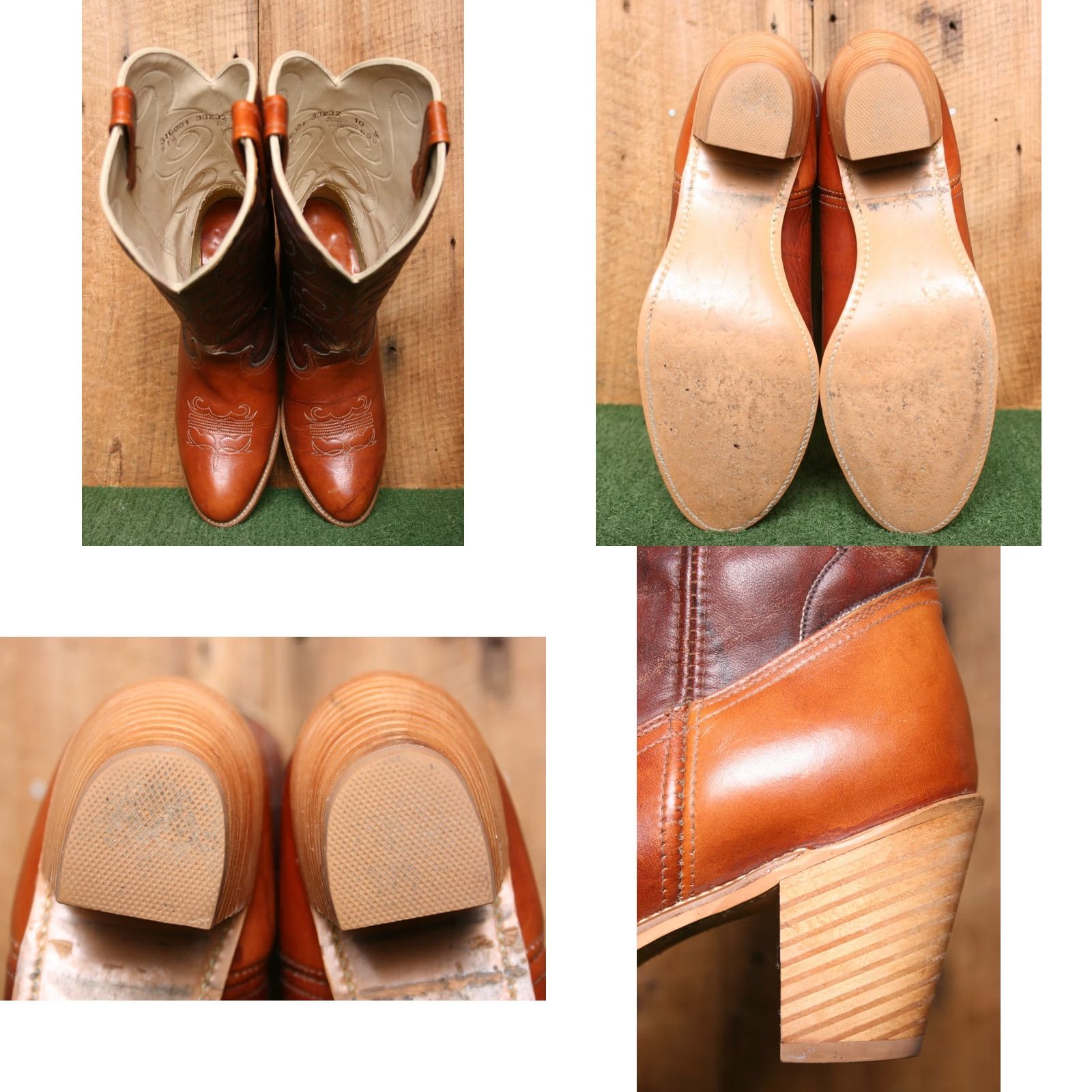 Vintage VINTAGE Acme Cognac Leather Synthetic Shaft Cowgirl Boots 3.25" Wood Heels 10M Brown Western Women Shoe/Boots Mens Size US 10 / IT 40 - 8 Thumbnail