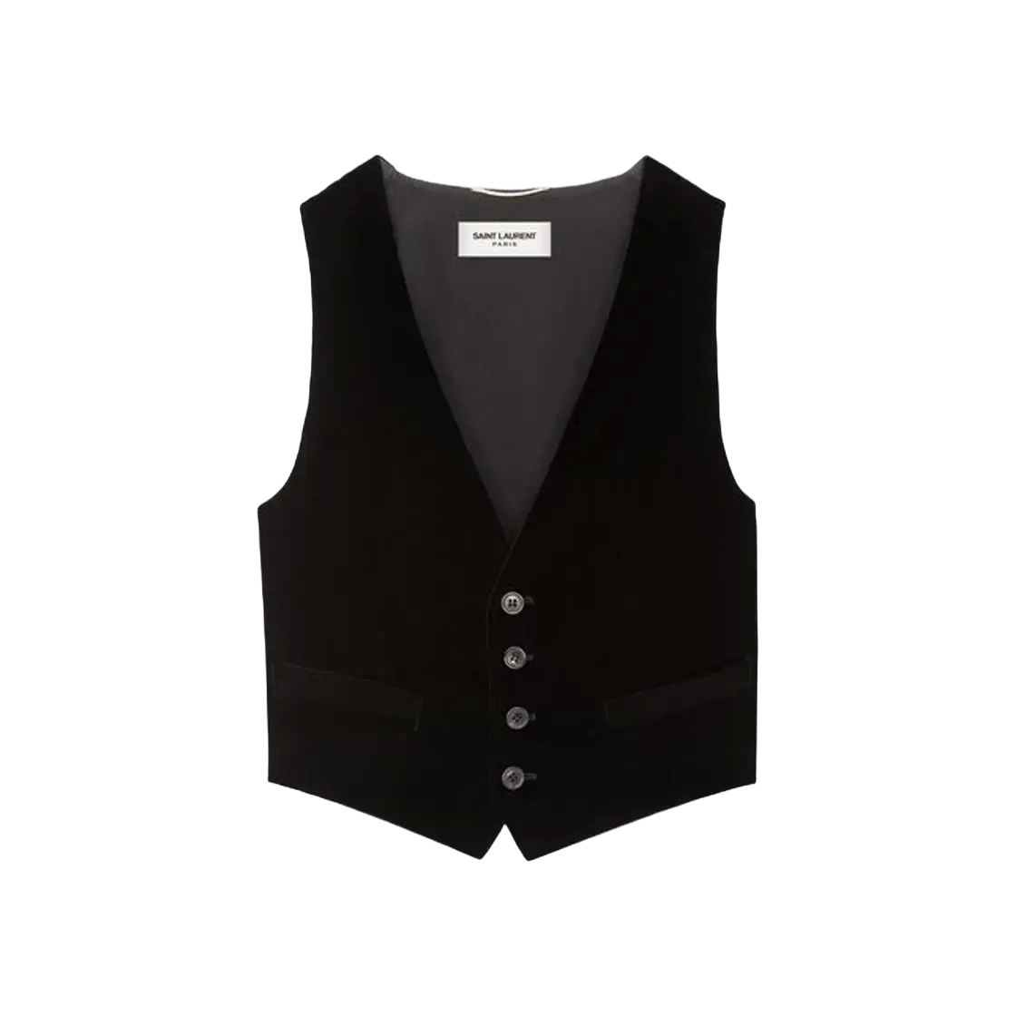 Saint Laurent Paris o1s1wg110125 754871 Vest in Velvet in Black Size M / US 6-8 / IT 42-44 - 1 Thumbnail
