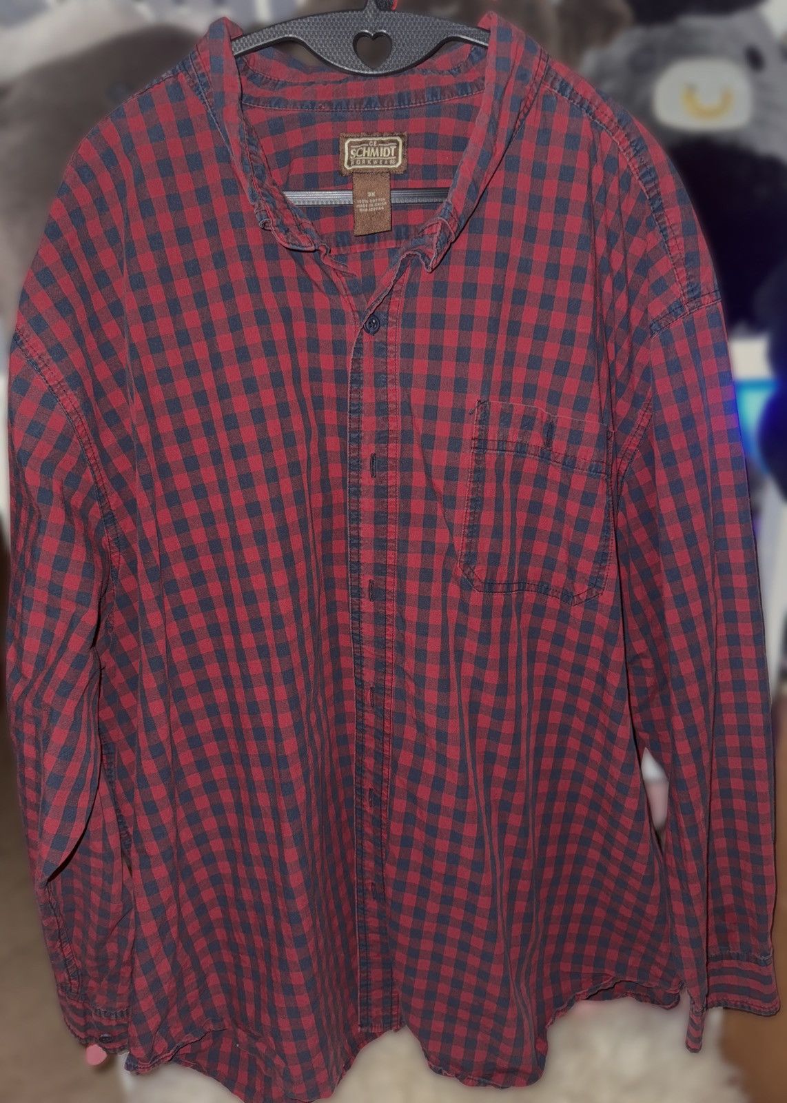 SCHMIDT CE Schmidt Workwear 3XL Button flannel long sleeve vintage Size US XXL / EU 58 / 5 - 6 Thumbnail