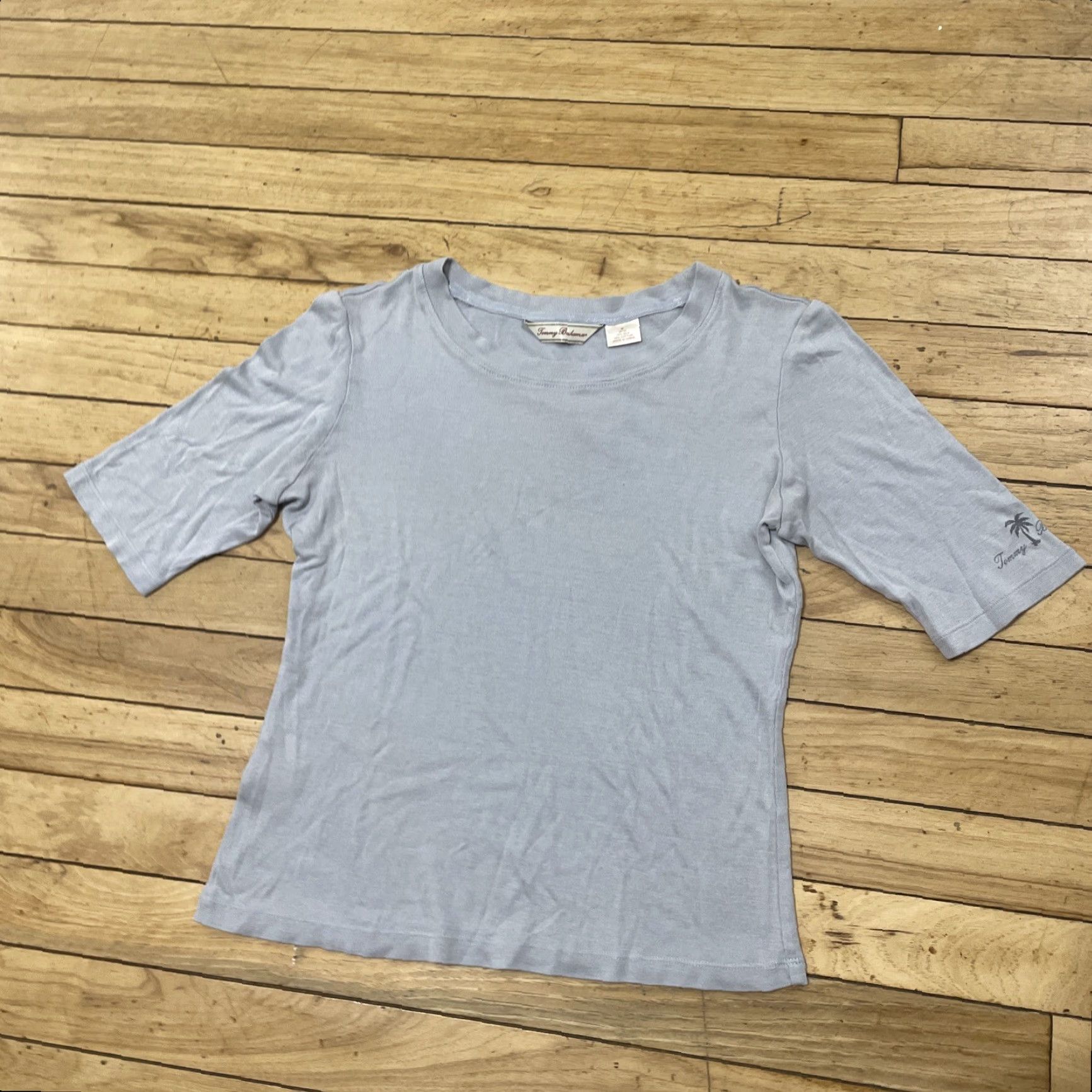 Tommy Bahama Tommy Bahama Silk Top Shirt Women M Light Blue Shimmer Beach 3/4 Sleeve V-Neck Pullover Casual Travel Womens Size M / US 6-8 / IT 42-44 - 3 Thumbnail