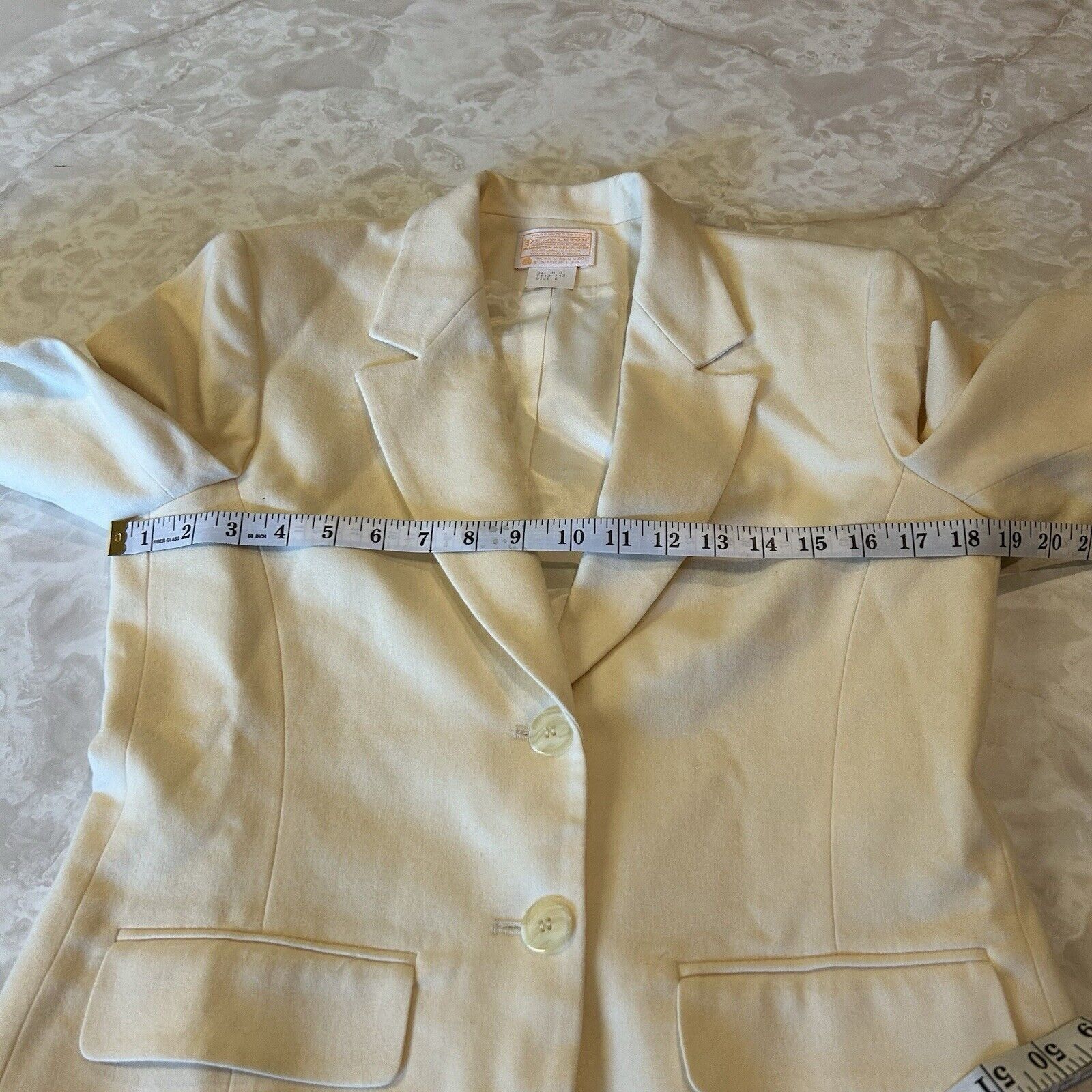 Pendleton Miss Pendleton VTG Cream Ivory One Button Wool Blazer Jacket Size M / US 6-8 / IT 42-44 - 3 Thumbnail