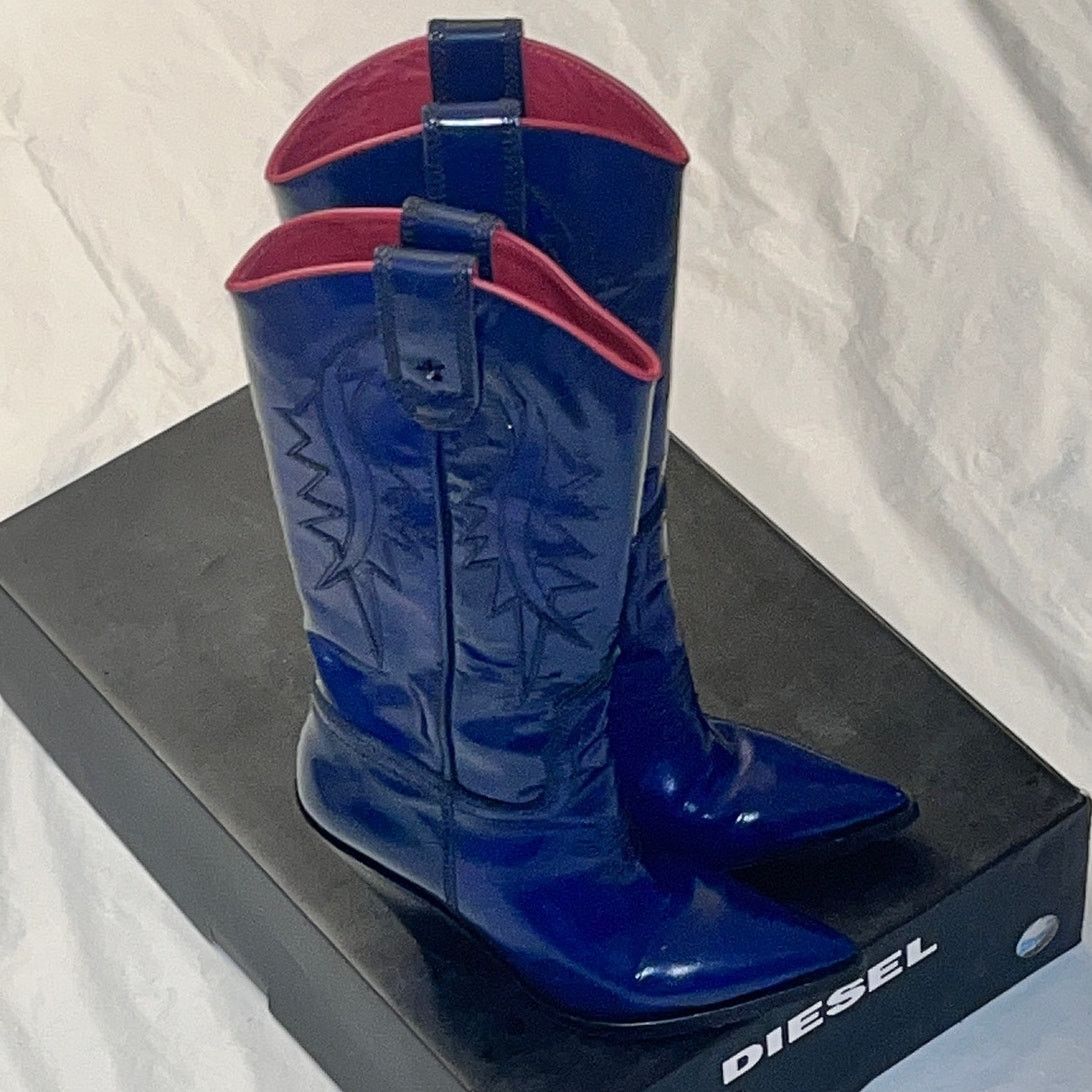 Diesel Diesel Women Twilight/Midnight Blue Western Boots With Box Size US 6 / IT 36 - 1 Thumbnail