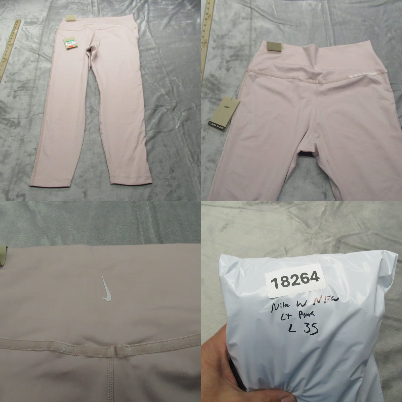 Nike Nike Yoga Leggings Womens XL Light Pink 7/8 Length High Rise Training Cropped Ankle Solid Lightweight Stretch Performance Activewear Workout Gear Size 40" / US 18 - 9 Thumbnail