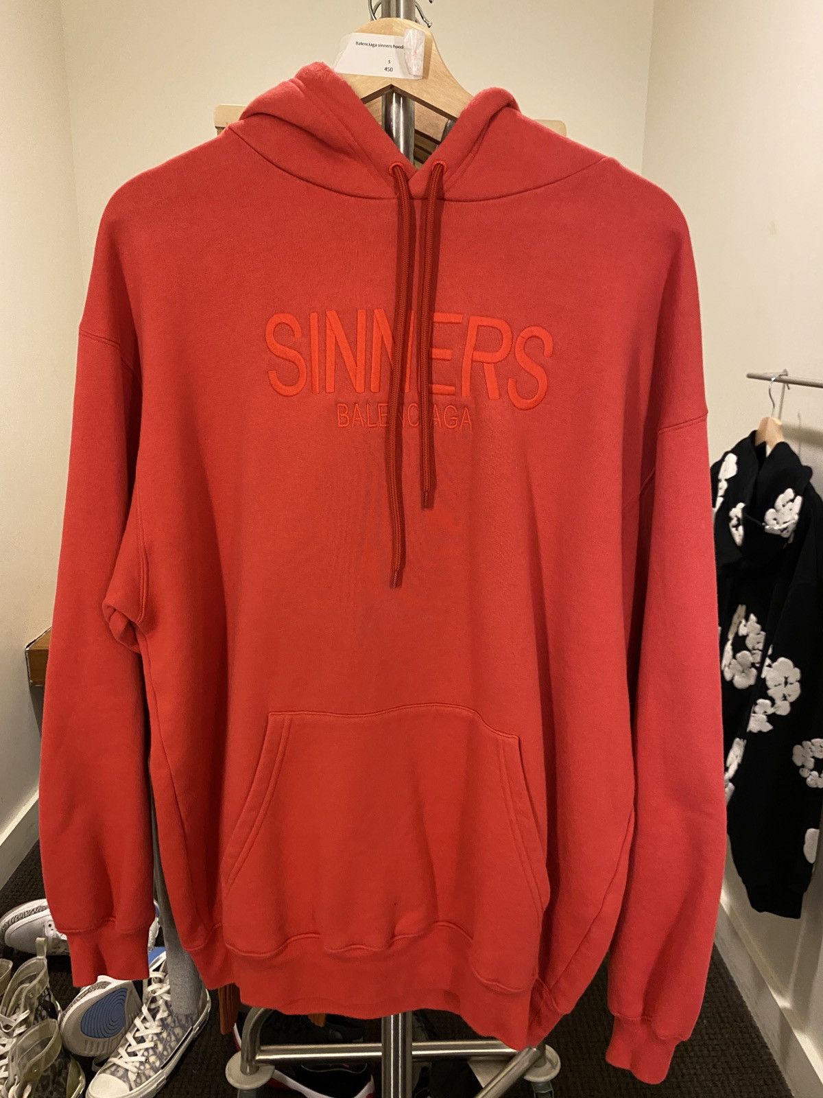 Image of Balenciaga Sinner Hoodie S in Red, Men's (Size Small)