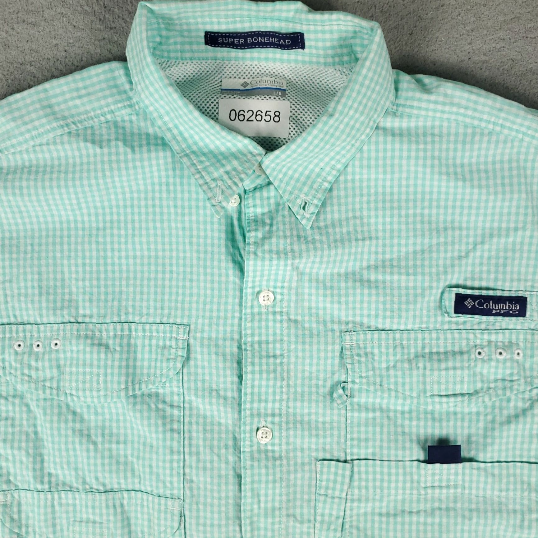Vintage Columbia Shirt Mens Large Turquoise Check Vented Fishing Button Up Long Sleeve Size US L / EU 52-54 / 3 - 2 Thumbnail