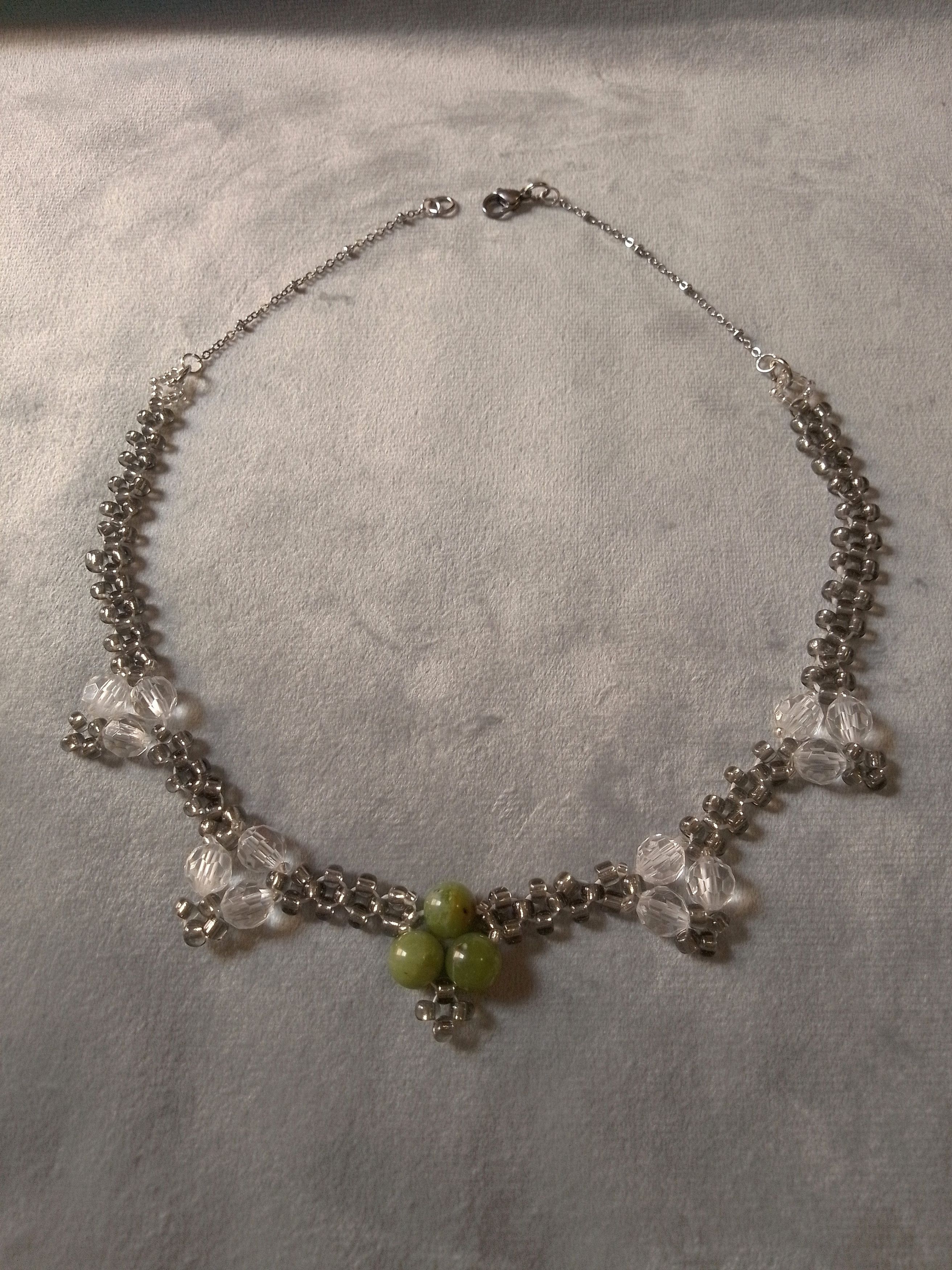 Handmade Elegant Necklace Green with natural jade gemstones Size ONE SIZE - 1 Thumbnail