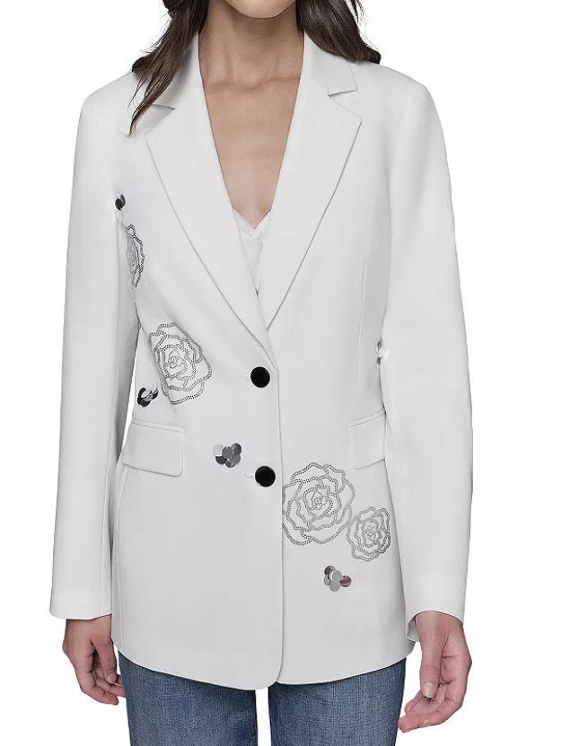 Karl Lagerfeld Karl Lagerfeld Paris Rose Sequin Blazer White ( 4 ) Size S / US 4 / IT 40 - 1 Thumbnail