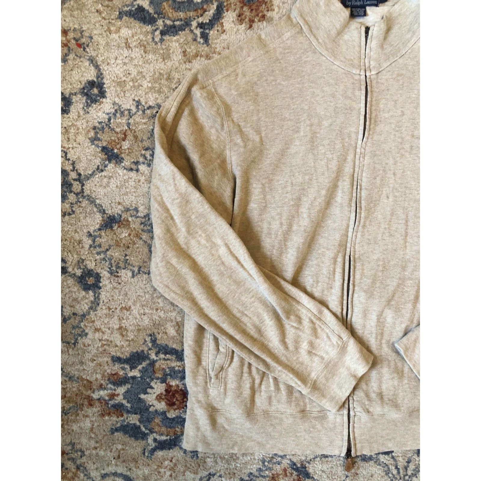 Ralph Lauren Polo Ralph Lauren Jacket Full Zip Men's L Beige Solid Cotton Knit Casual Size US L / EU 52-54 / 3 - 3 Thumbnail