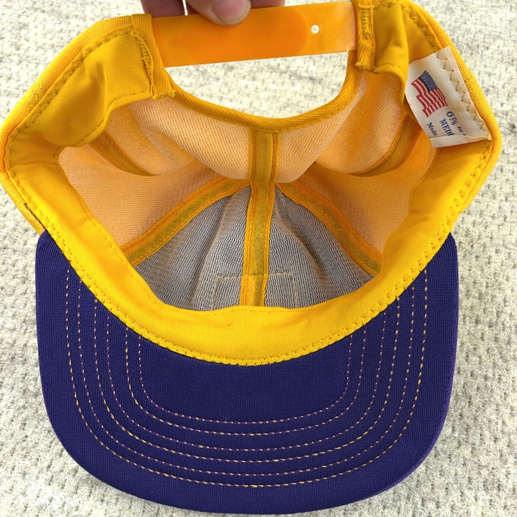 Vintage VINTAGE MV Seeds Trucker Hat Cap Made USA 80s Farm Purple Yellow Patch Snapback Cap Men One Size Purple 80s Vintage Trucker Hat Cap USA MV Seeds WWII? Size ONE SIZE - 7 Thumbnail
