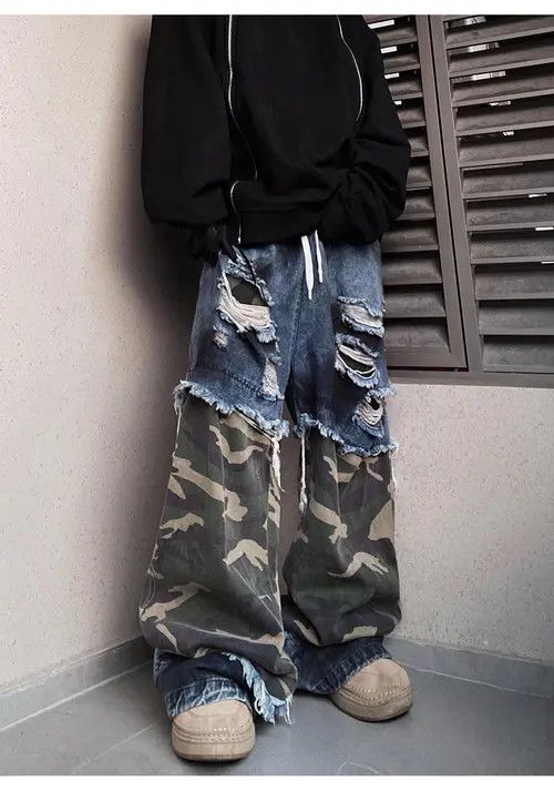 Other Oversized Ripped Denim Cargo Jeans Size US 32 / EU 48 - 5 Thumbnail