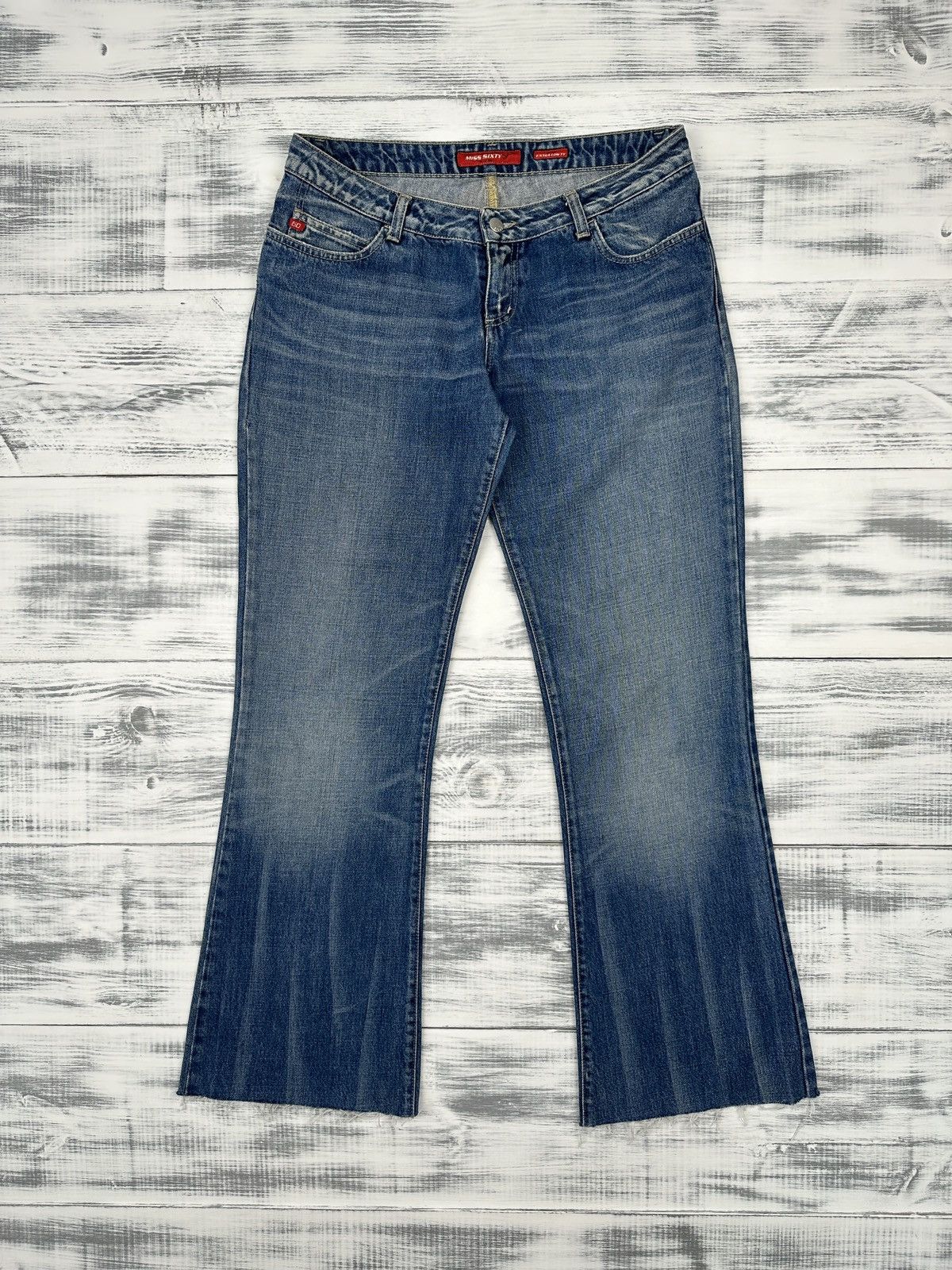 Miss Sixty Y2K MISS SIXTY Extra Low Ty Blue Flared Jeans Pants size 32 Size 30" / US 8 / IT 44 - 1 Thumbnail