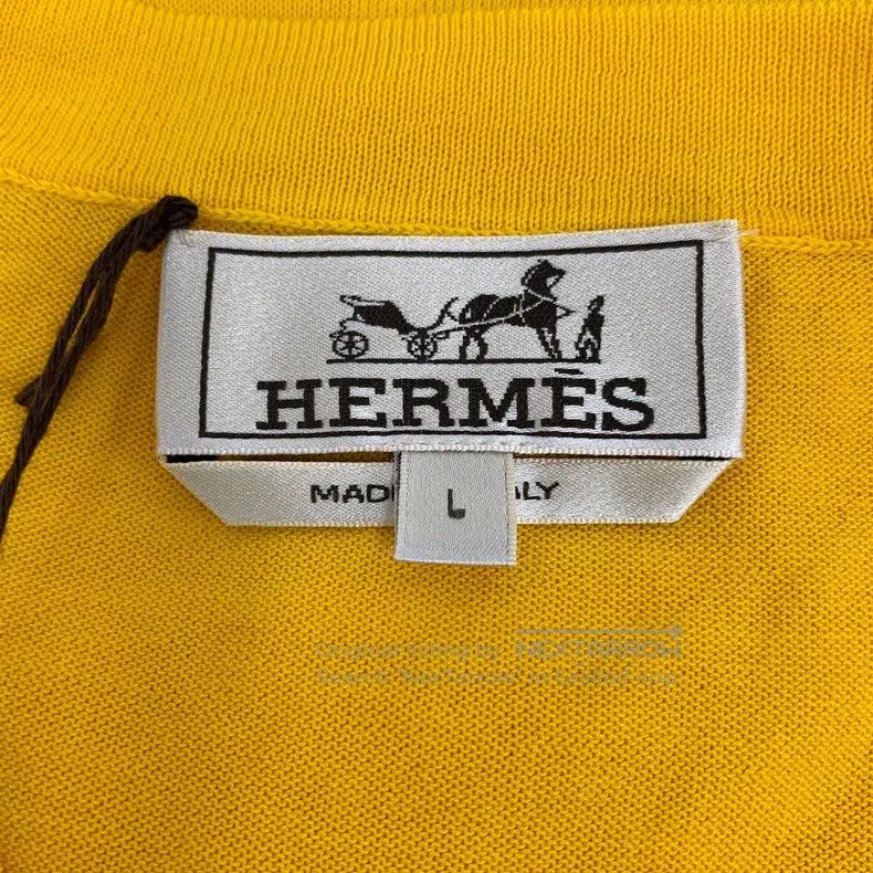 Hermes Hermes Yellow cotton round-neck short-sleeve knit top Size US L / EU 52-54 / 3 - 5 Thumbnail