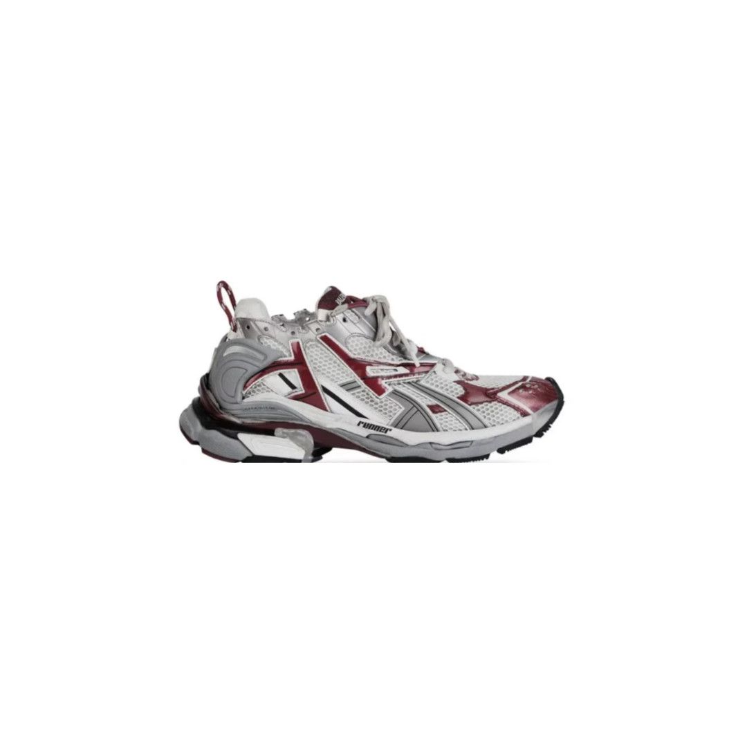 Balenciaga o1bcso1str1024 Runner Sneakers in White/Burgundy/Grey Size US 7 / IT 37 - 1 Thumbnail