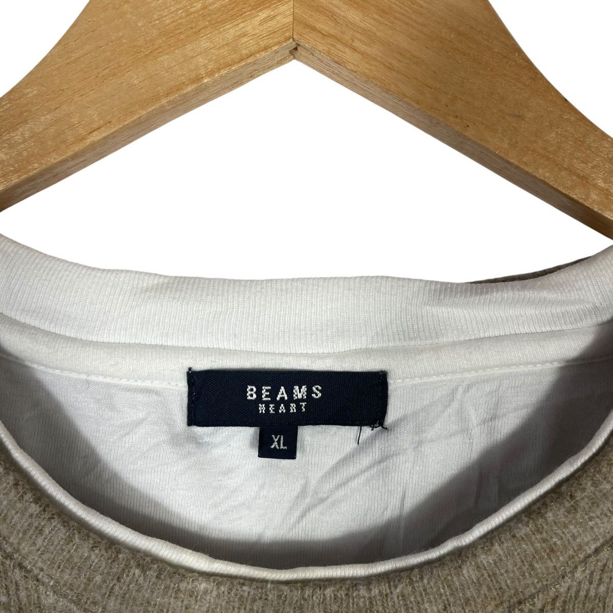 Beams Plus Beams Heart Layered Knit Sweater Beige Minimal Japanese Size US XL / EU 56 / 4 - 3 Thumbnail