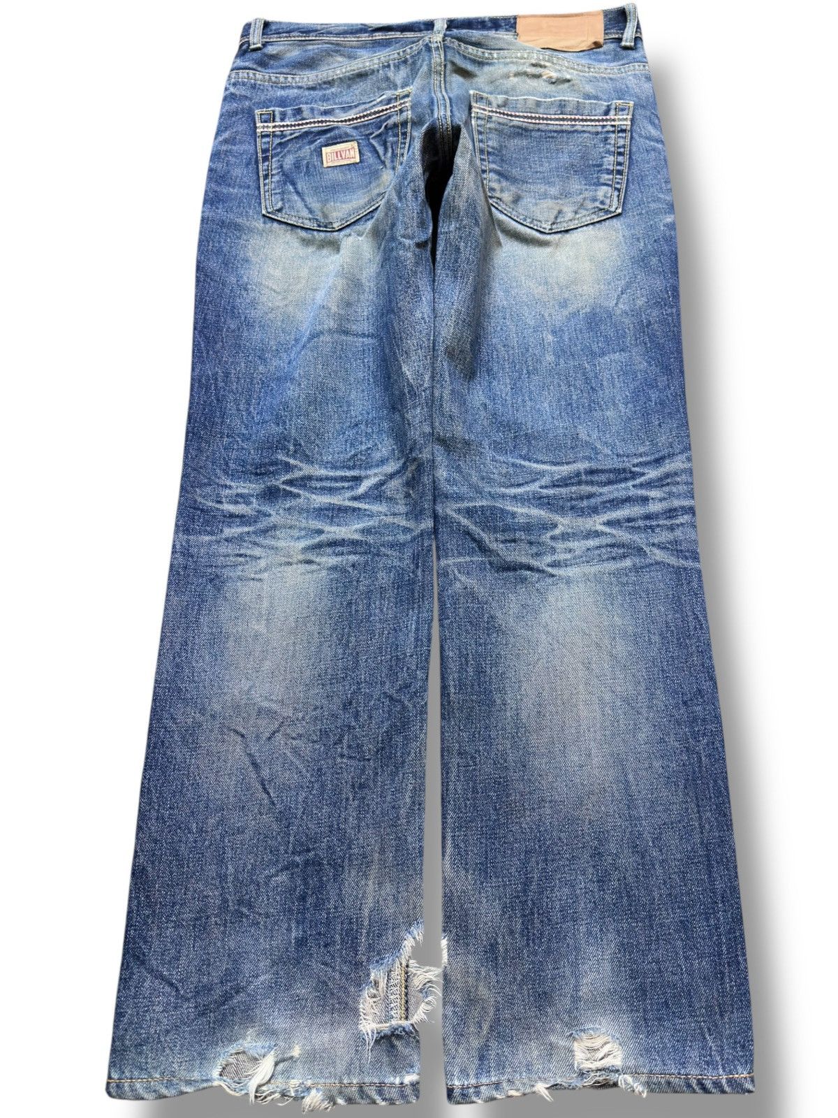 Le Grande Bleu (L.G.B.) Vintage Billvan Mudwash Whiskers Grunge Distressed Denim Size US 31 - 5 Thumbnail