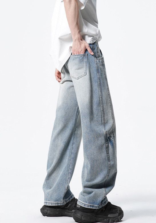 Japanese Brand Men's American high street patchwork wide-leg curved jeans Size US 32 / EU 48 - 4 Thumbnail
