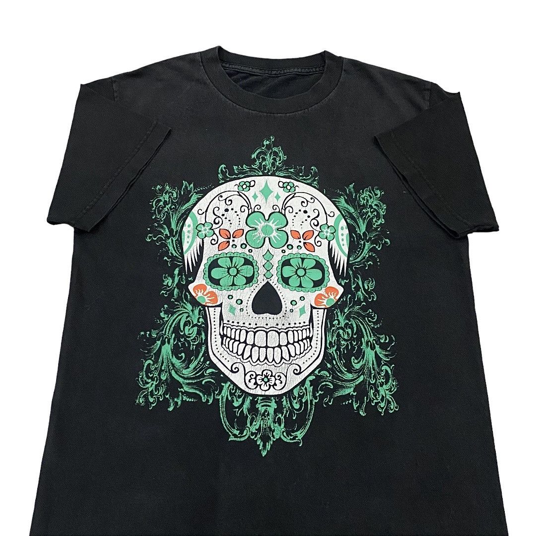 Sugar Mexican Green Sugar Skull Graphic Art Tshirt Size US S / EU 44-46 / 1 - 2 Thumbnail