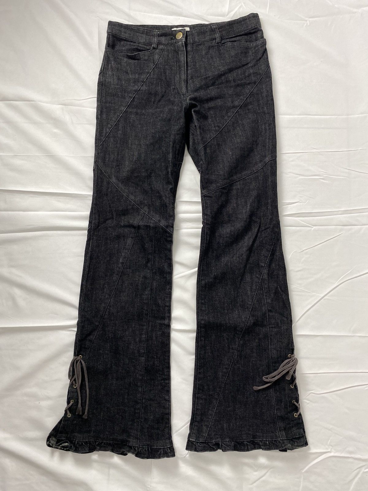 Tornado Mart L’est Rose Flared Lace Up Denim Pants like Tornado Mart Size US 28 / EU 44 - 5 Thumbnail