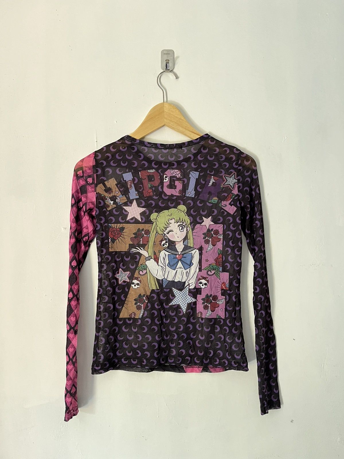 Anime Japanese sailor moon print mesh top aop longsleeve tshirt Size M / US 6-8 / IT 42-44 - 3 Thumbnail
