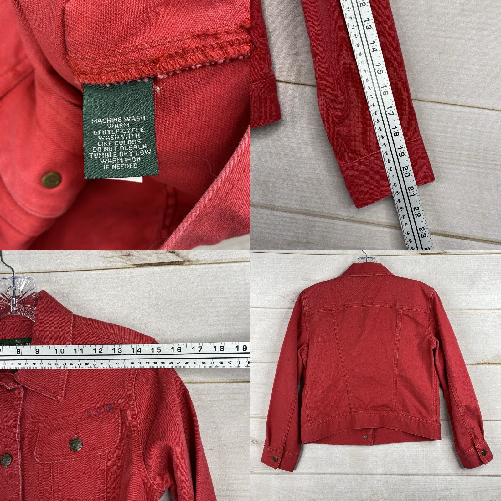 Ralph Lauren VINTAGE Ralph Lauren LRL Jean Jacket Womens Petite Small Red Button Up Pockets Denim 90s City Classic College Size 28" / US 6 / IT 42 - 8 Thumbnail