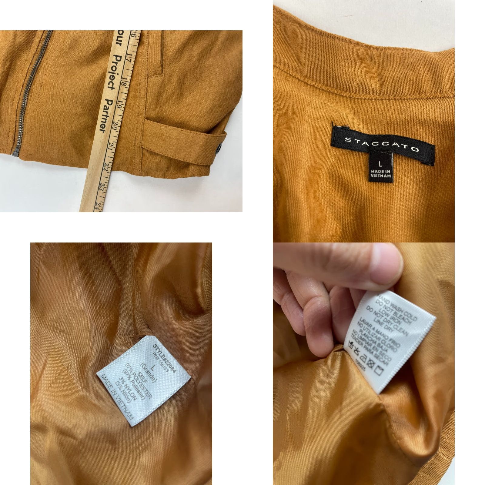 Camel STACCATO Jacket Women's Large Camel Brown Moto Asymmetric Full Zip Belted Jacket Regular Size Type MN | Outdoor Travel Style Motorcycle Coat Size L / US 10 / IT 46 - 8 Thumbnail