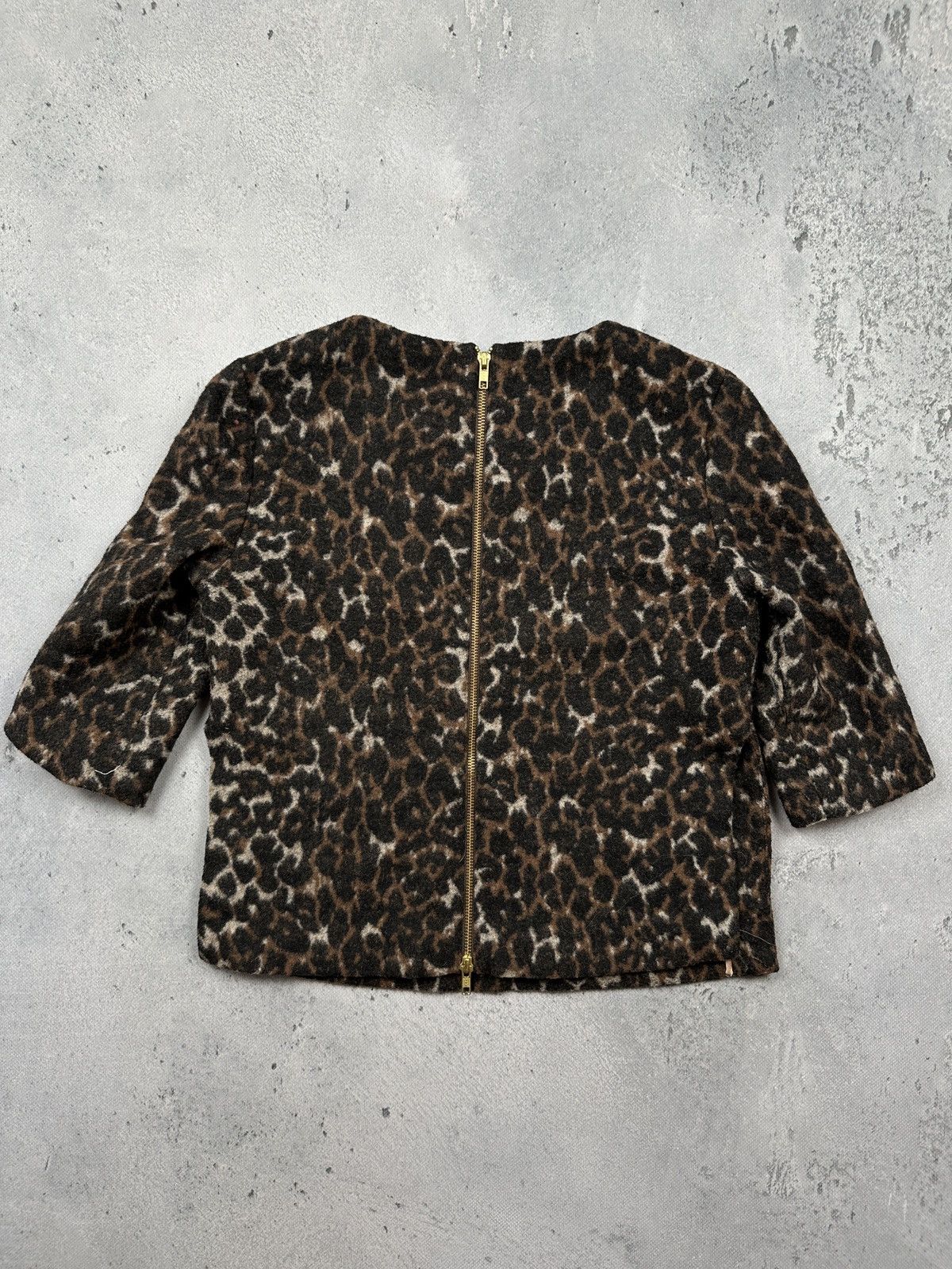 By Malene Birger Vintage By Malene Birger Leopard Wool Blend Cropped Top Zip Size S / US 4 / IT 40 - 4 Thumbnail