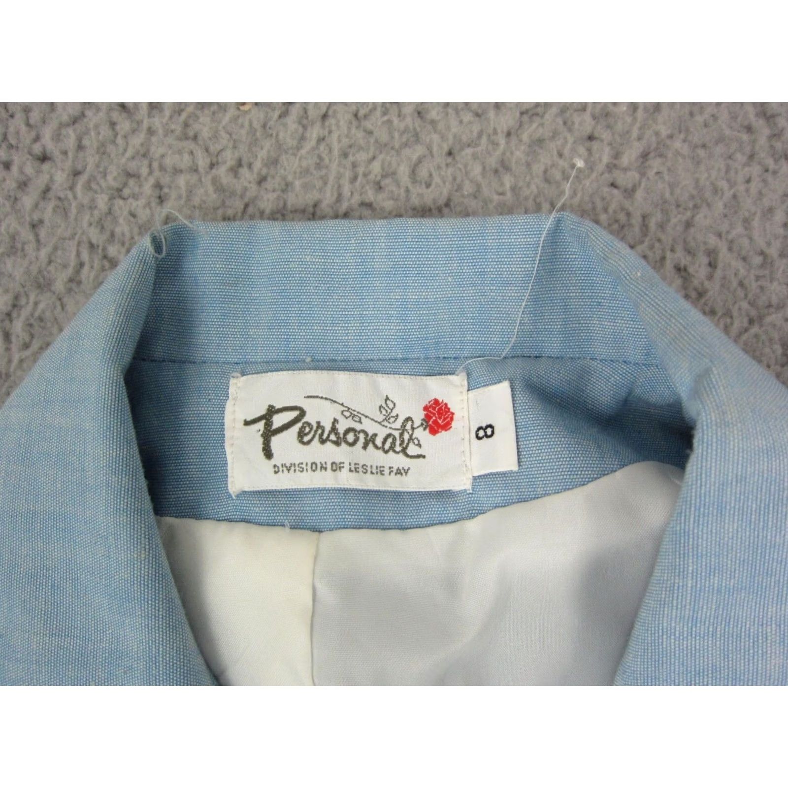 Vintage Vintage Leslie Fay Blazer Jacket Womens 8 Medium Blue 80s 90s Classic Pockets Regular Fit Leather? (note: placeholder) Size M / US 6-8 / IT 42-44 - 3 Thumbnail