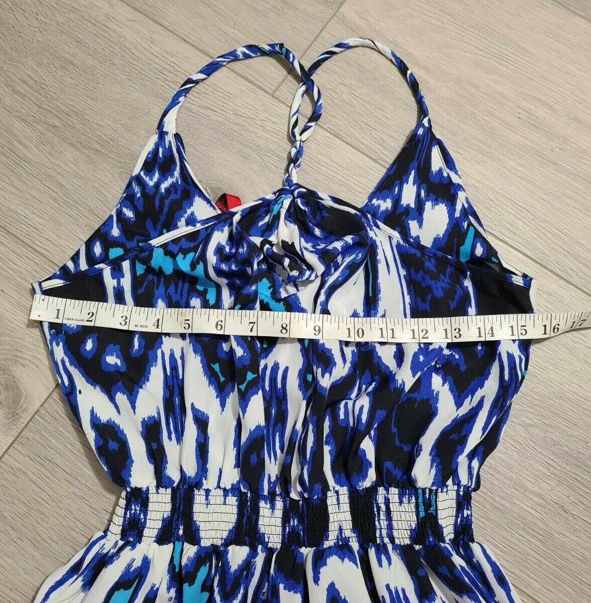 Designer 5/48 Romper Small Blue White Shorts V Neck Spaghetti Strap Size 28" / US 6 / IT 42 - 4 Thumbnail