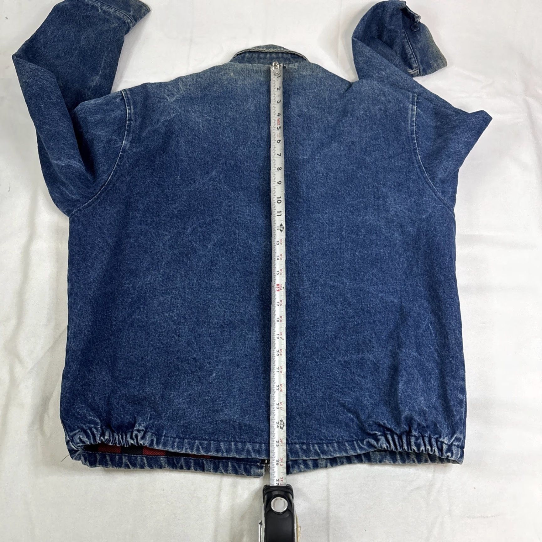 Vintage VINTAGE Sportsmaster Denim Jacket Plaid Lined Made In USA Men’s Large Kendall Motor Oil Jacket Blue Denim Cotton USA Men Jeans Coat Jacket Size US L / EU 52-54 / 3 - 7 Thumbnail
